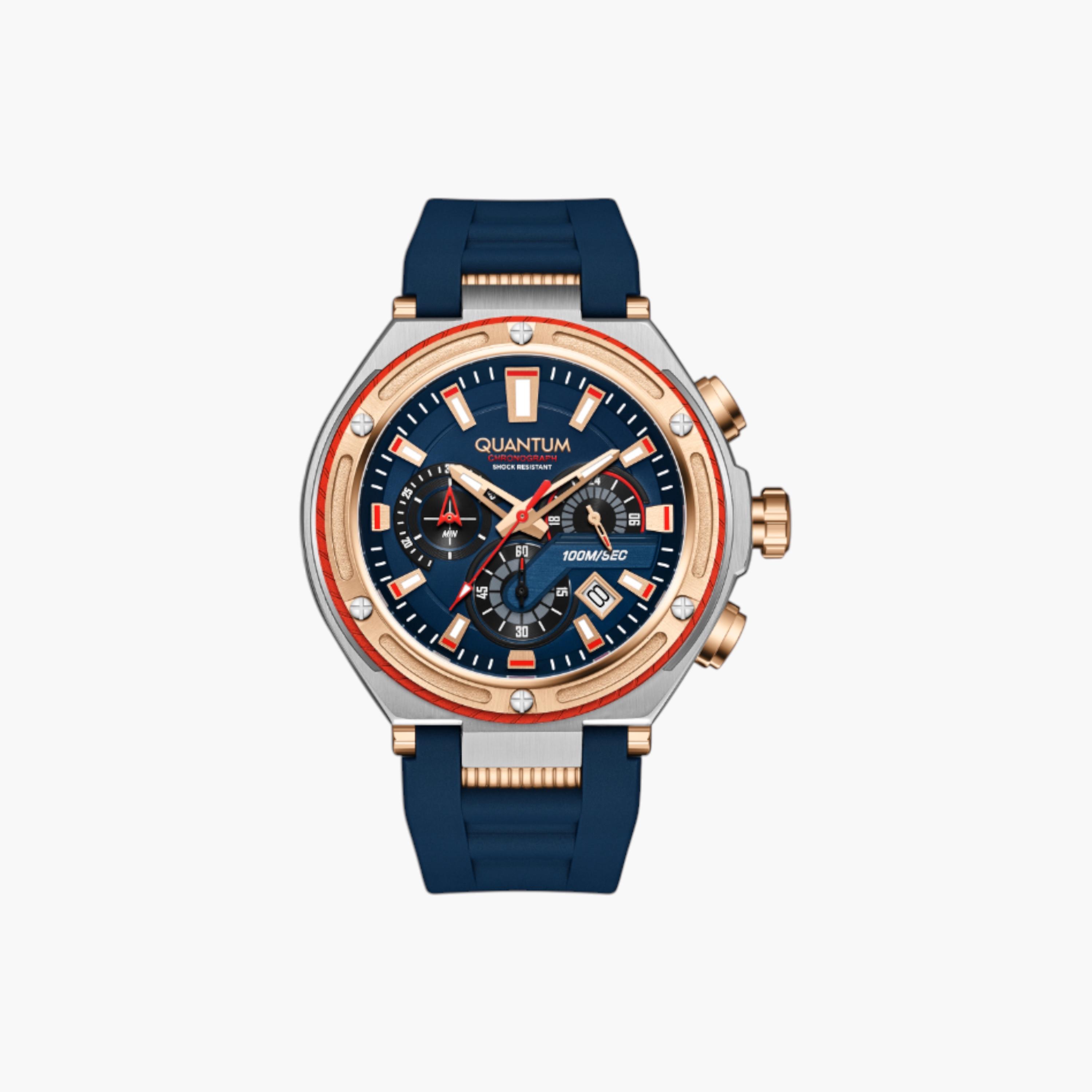 Quantum Men's Chronograph Watch, Silicone Strap-men-watchesandjewellery-watches-image-1