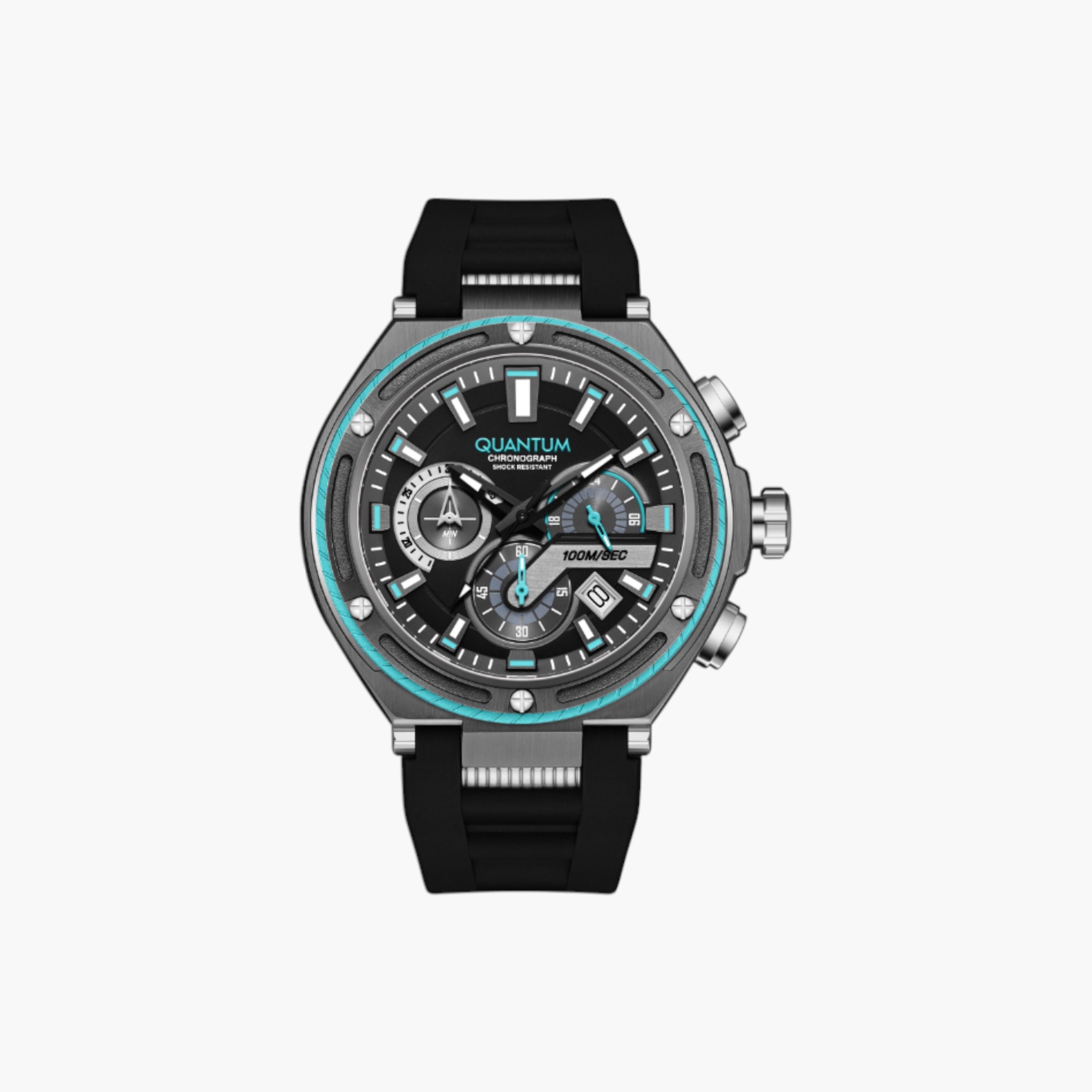 كوانتم ساعة كرونوغراف رجالية بحزام سيليكون-men-watchesandjewellery-watches-image-1