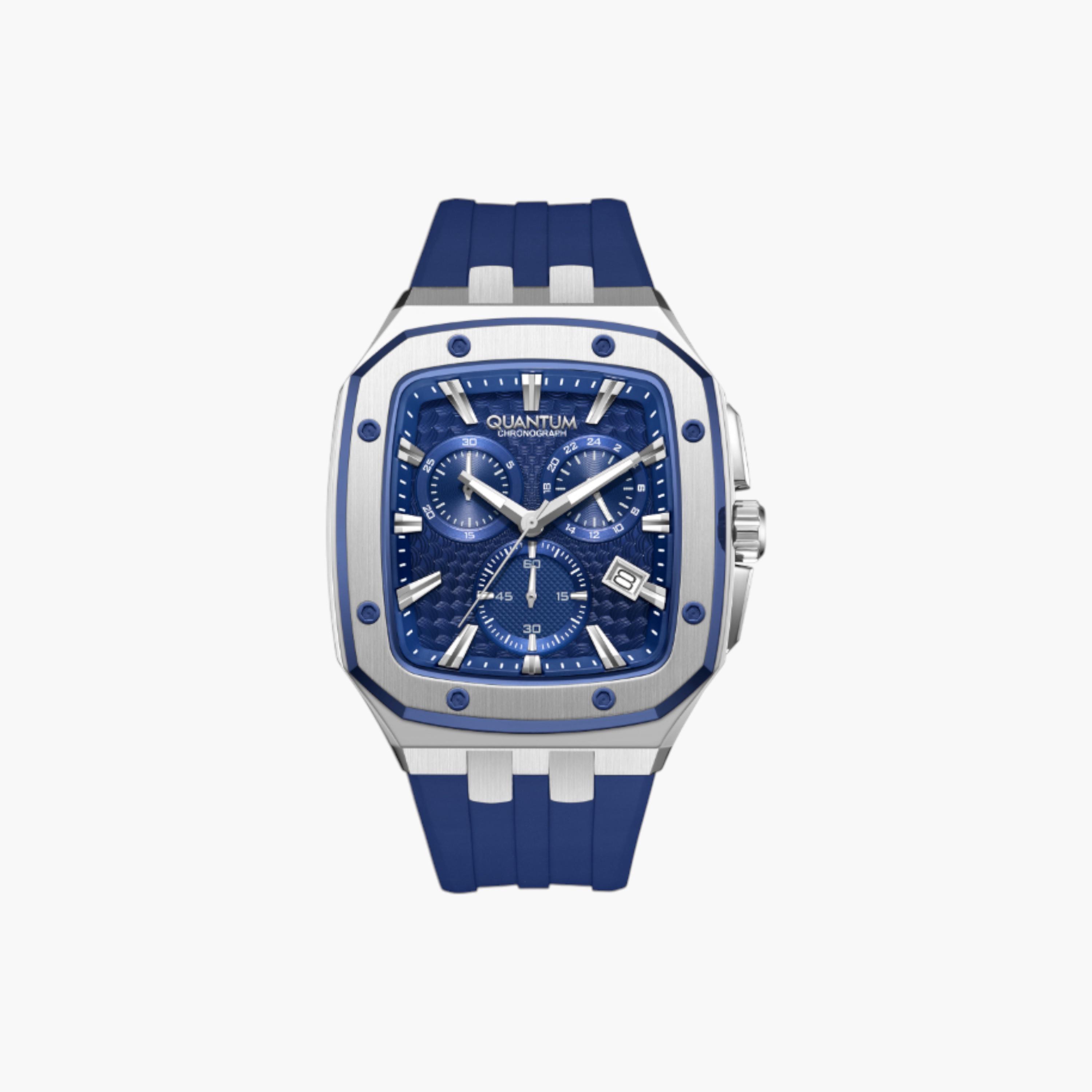 Quantum Men's Chronograph Watch, Blue Silicone Strap-men-watchesandjewellery-watches-image-1