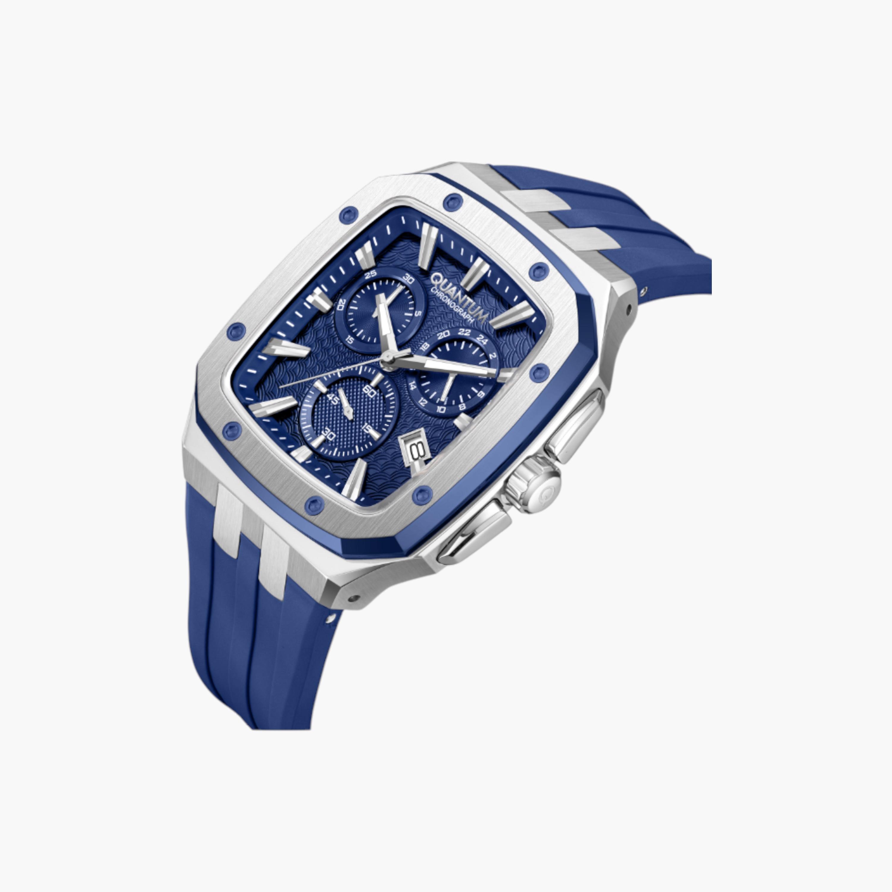 Quantum Men's Chronograph Watch, Blue Silicone Strap-men-watchesandjewellery-watches-image-2