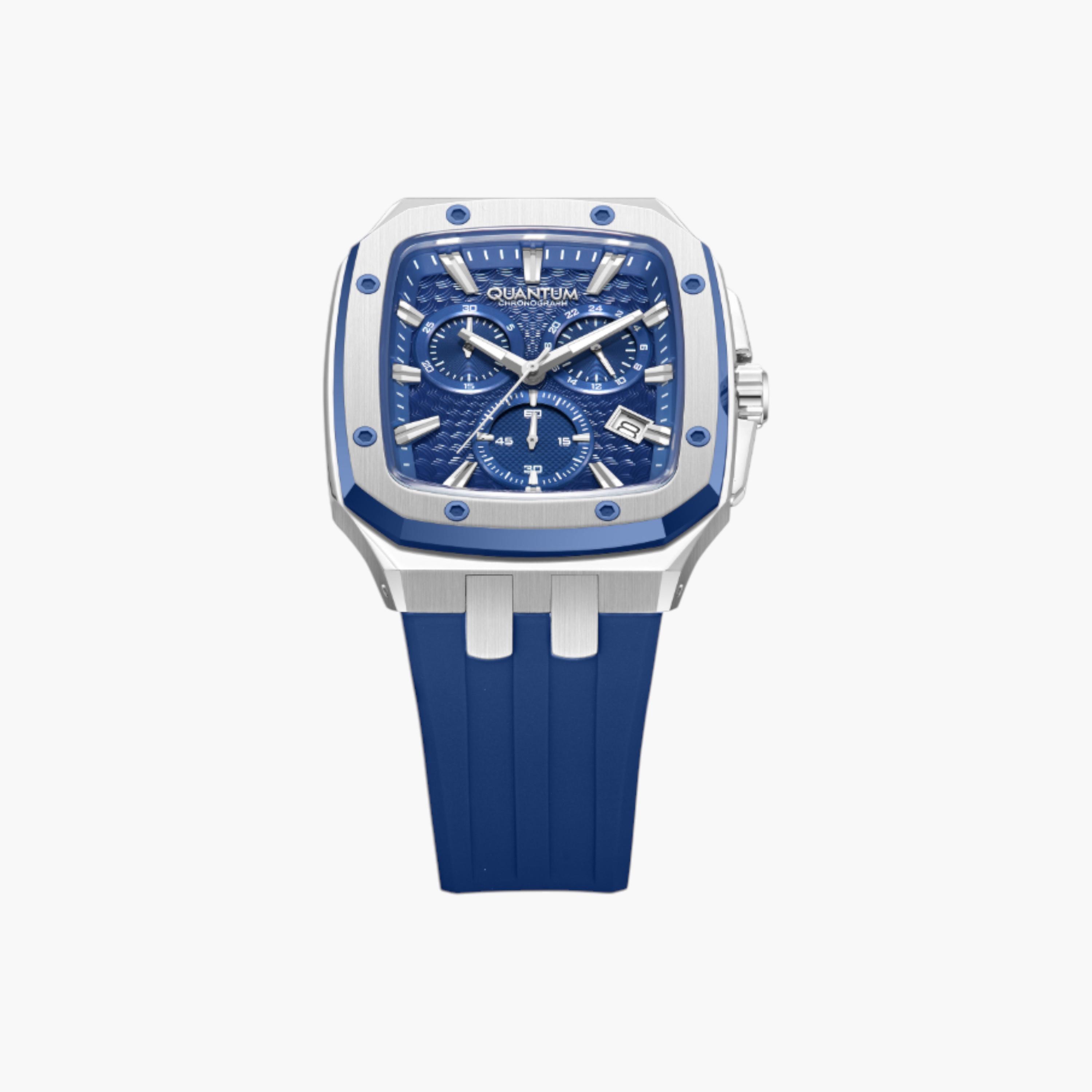 Quantum Men's Chronograph Watch, Blue Silicone Strap-men-watchesandjewellery-watches-image-5