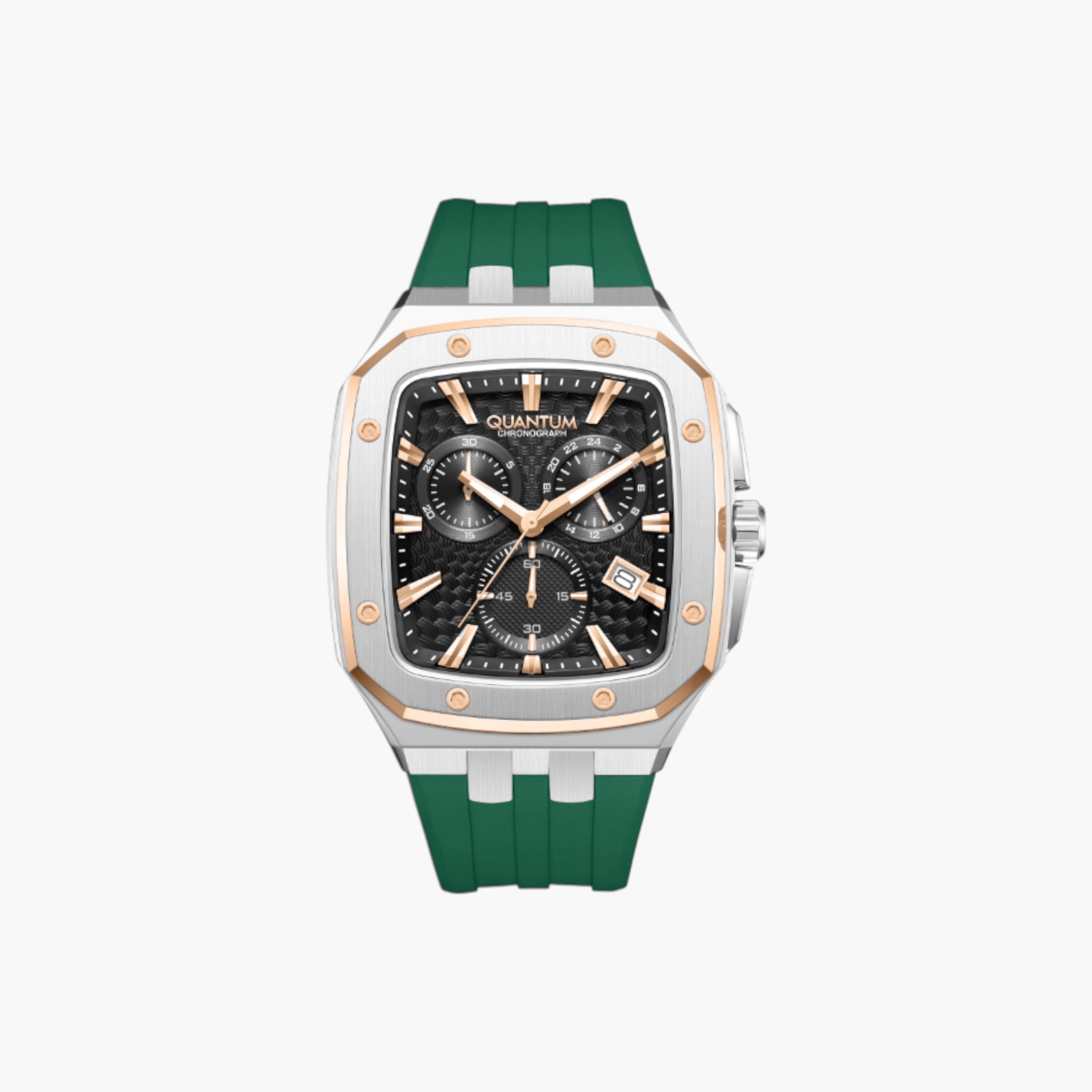 Quantum Chronograph Men's Watch, Green Silicone Strap-men-watchesandjewellery-watches-image-1