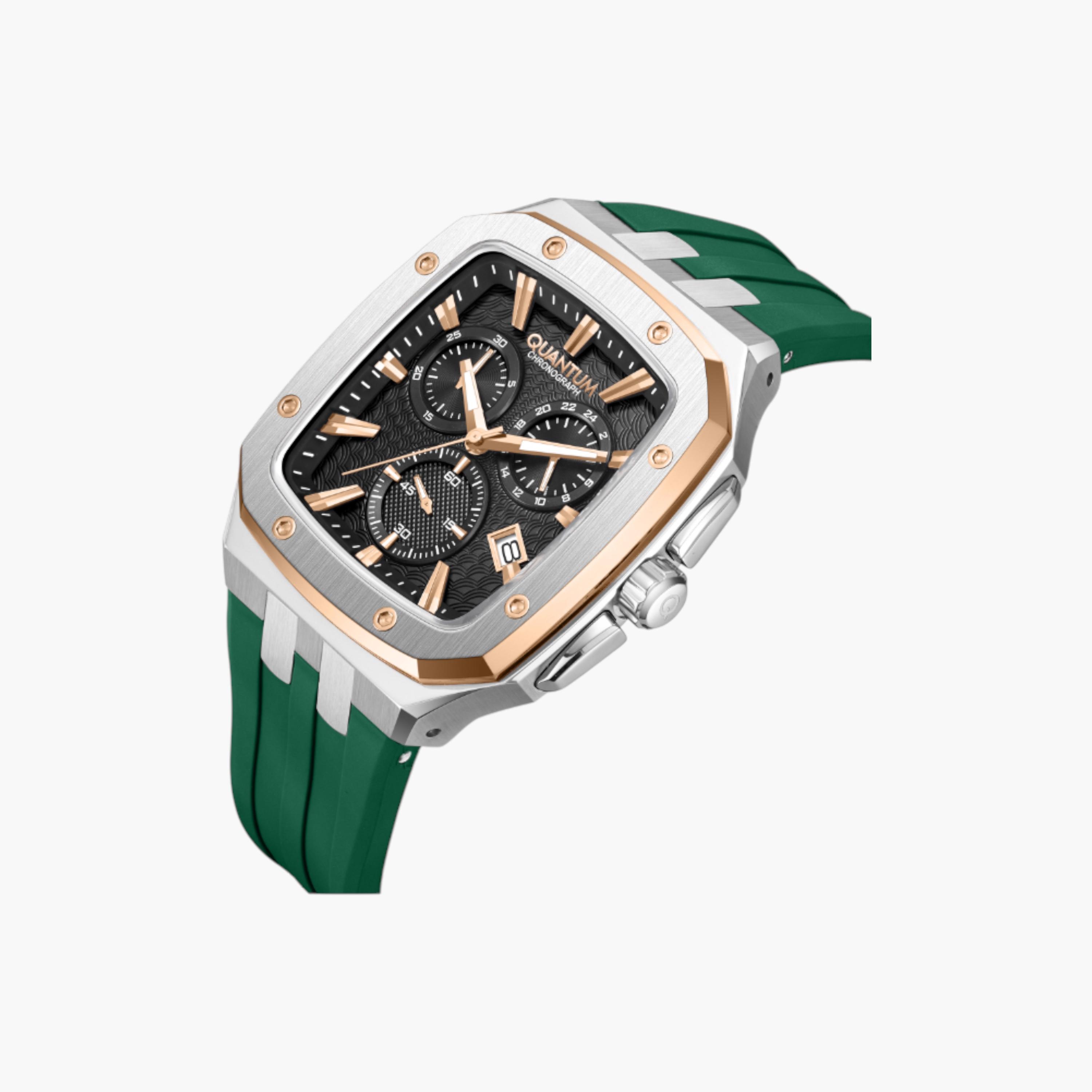 Quantum Chronograph Men's Watch, Green Silicone Strap-men-watchesandjewellery-watches-image-2