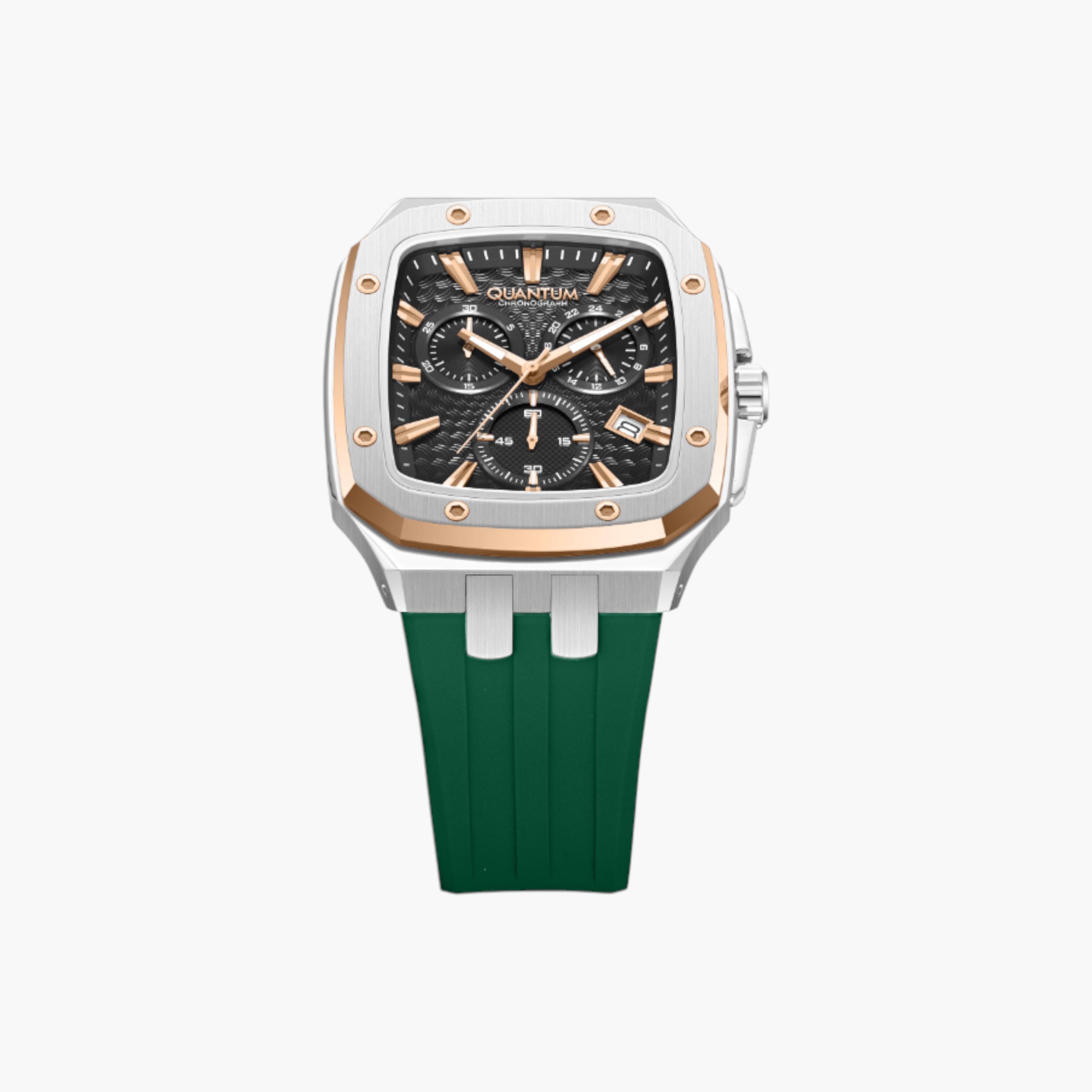 Quantum Chronograph Men's Watch, Green Silicone Strap-men-watchesandjewellery-watches-image-5