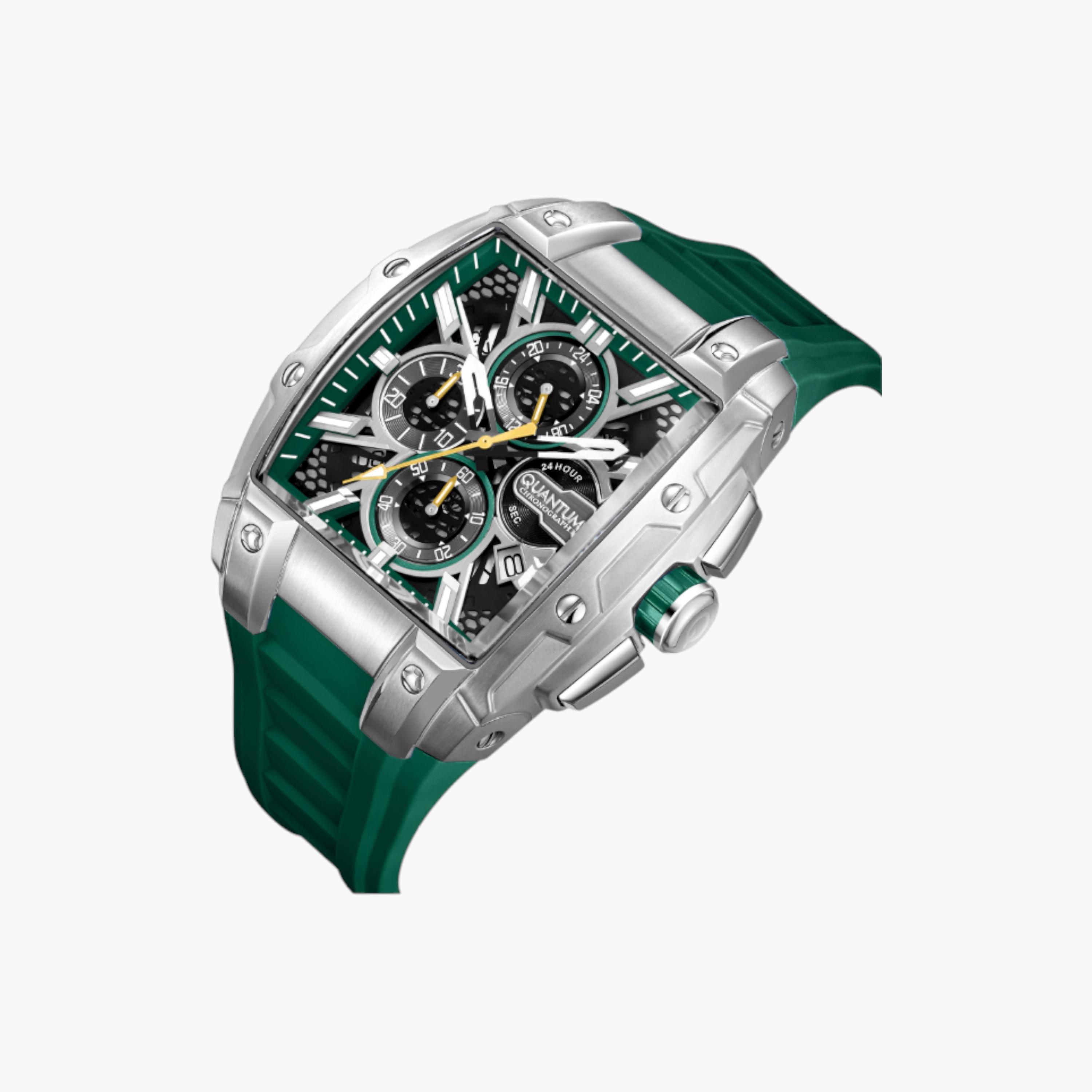 Quantum Men's Chronograph Watch, Green Silicone Strap-men-watchesandjewellery-watches-image-2