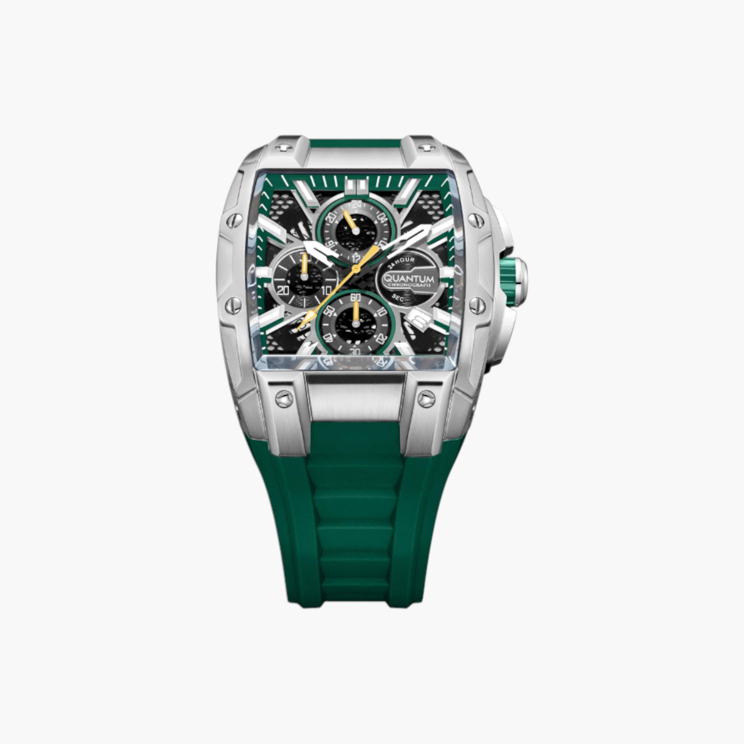 Quantum Men's Chronograph Watch, Green Silicone Strap-men-watchesandjewellery-watches-image-5