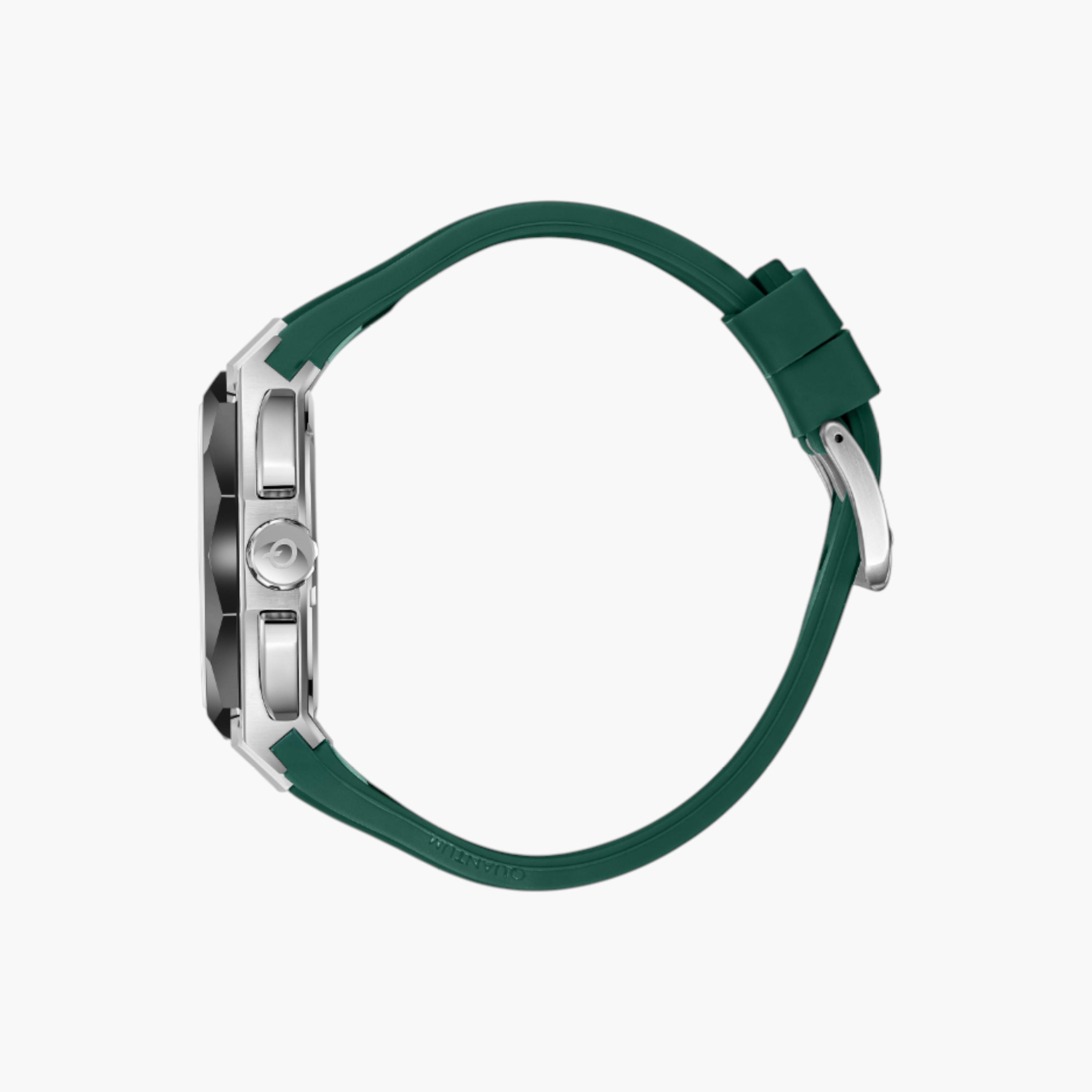 Quantum Octagonal Chronograph Watch, Green Silicone Strap-men-watchesandjewellery-watches-image-3