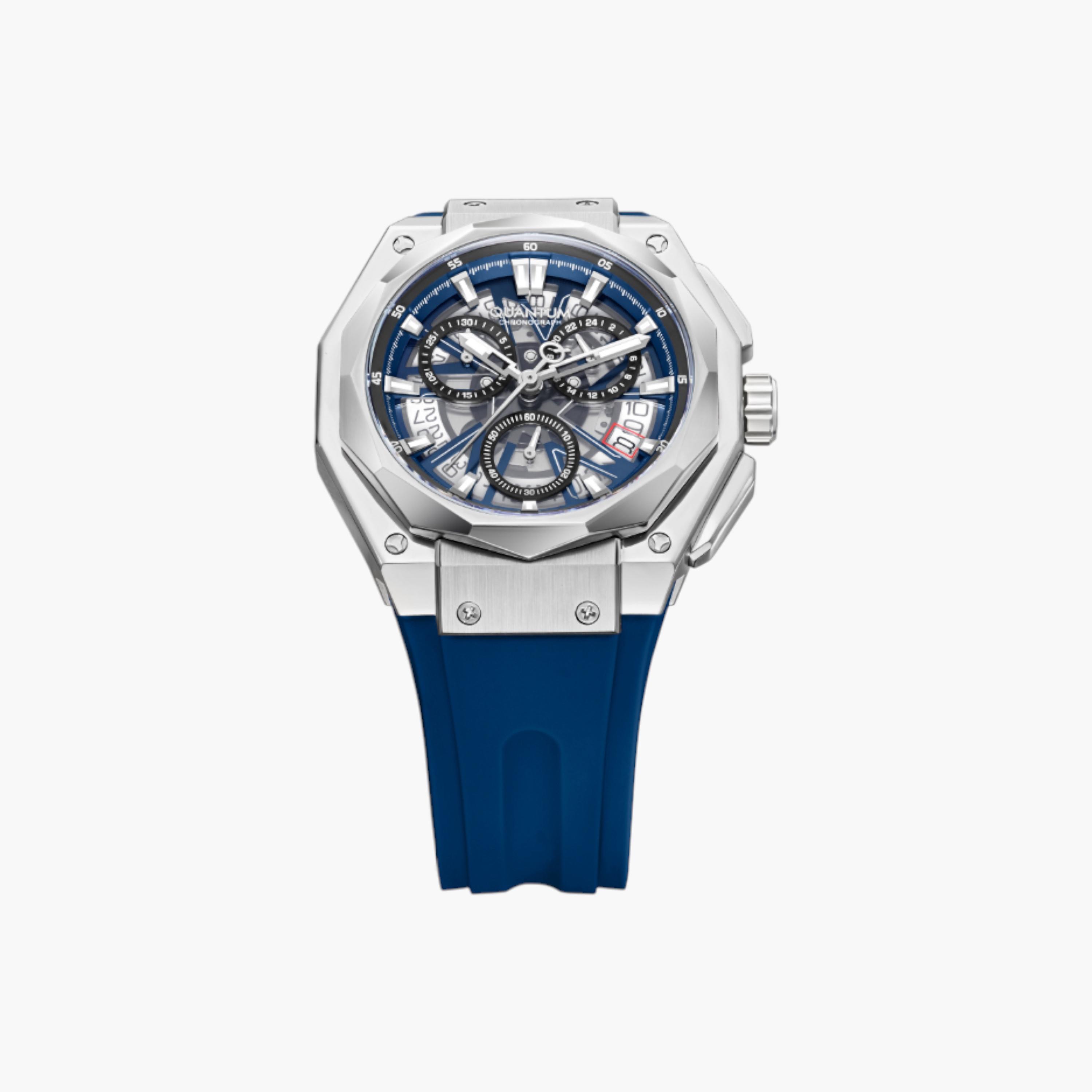 Quantum Men's Chronograph Watch, Blue Silicone Strap-men-watchesandjewellery-watches-image-5