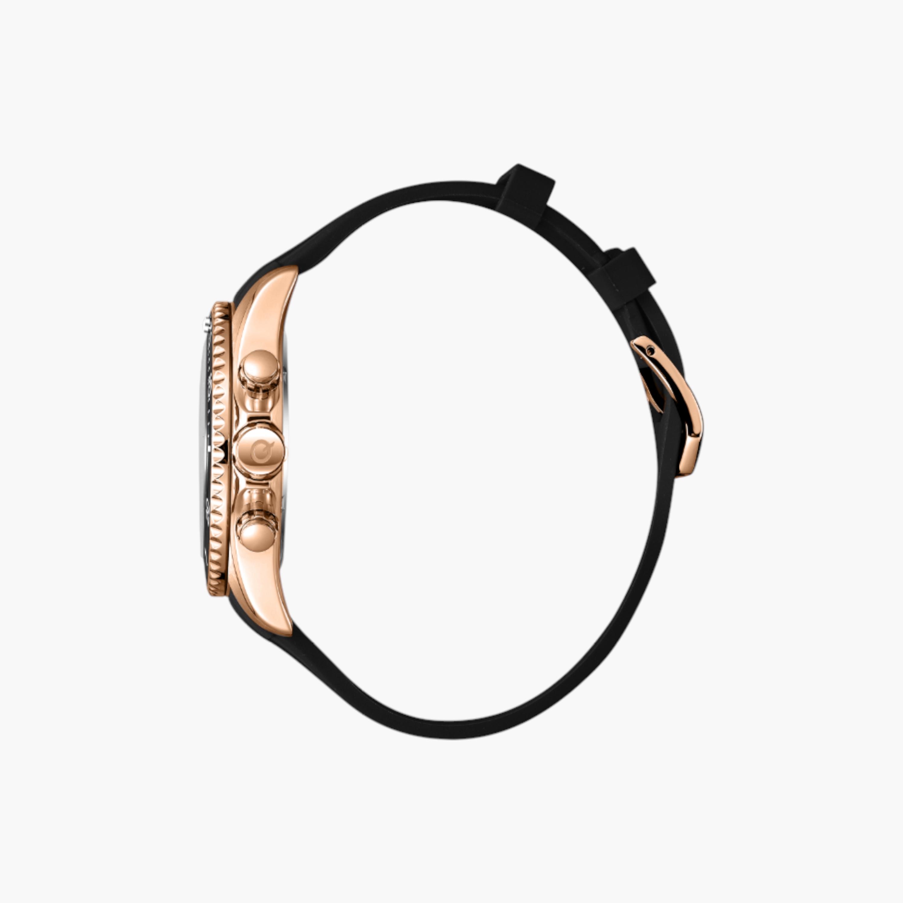 Quantum Rose Gold Chronograph Watch, Black Silicone Strap-men-watchesandjewellery-watches-image-3