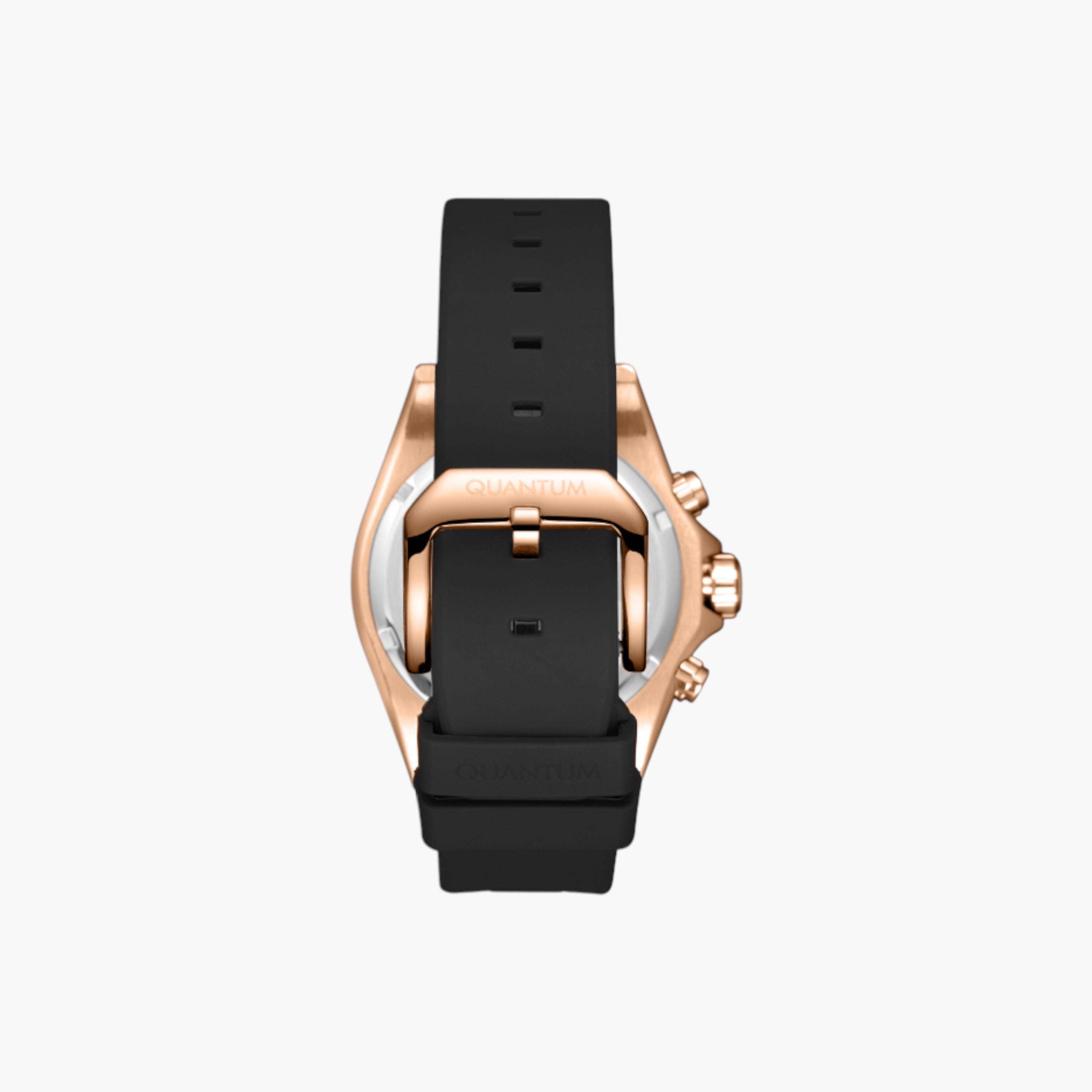 كوانتم ساعة كرونوغراف ذهبية وردية، حزام سيليكون أسود-men-watchesandjewellery-watches-image-4