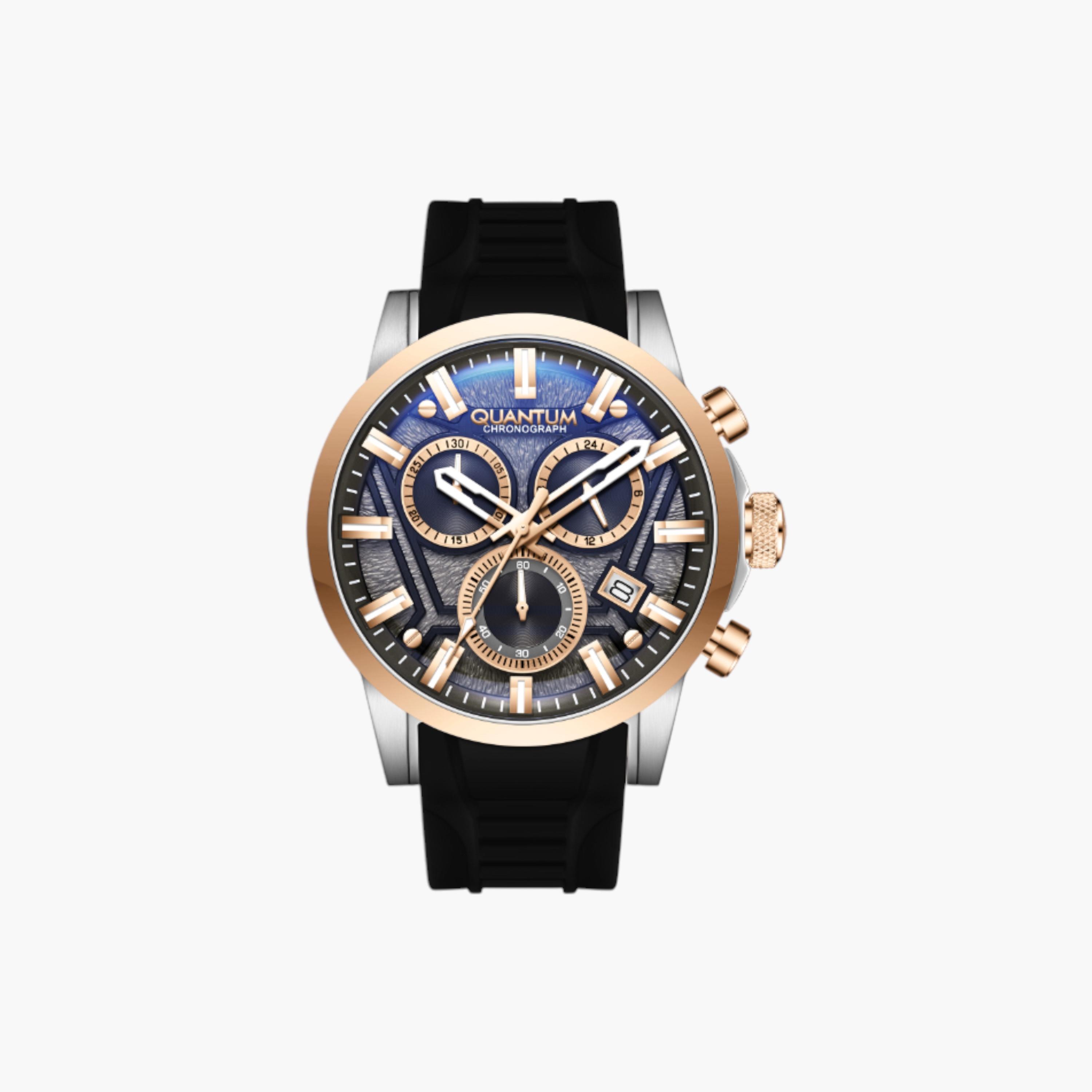 كوانتم ساعة كرونوغراف رجالية بحزام سيليكون-men-watchesandjewellery-watches-image-1