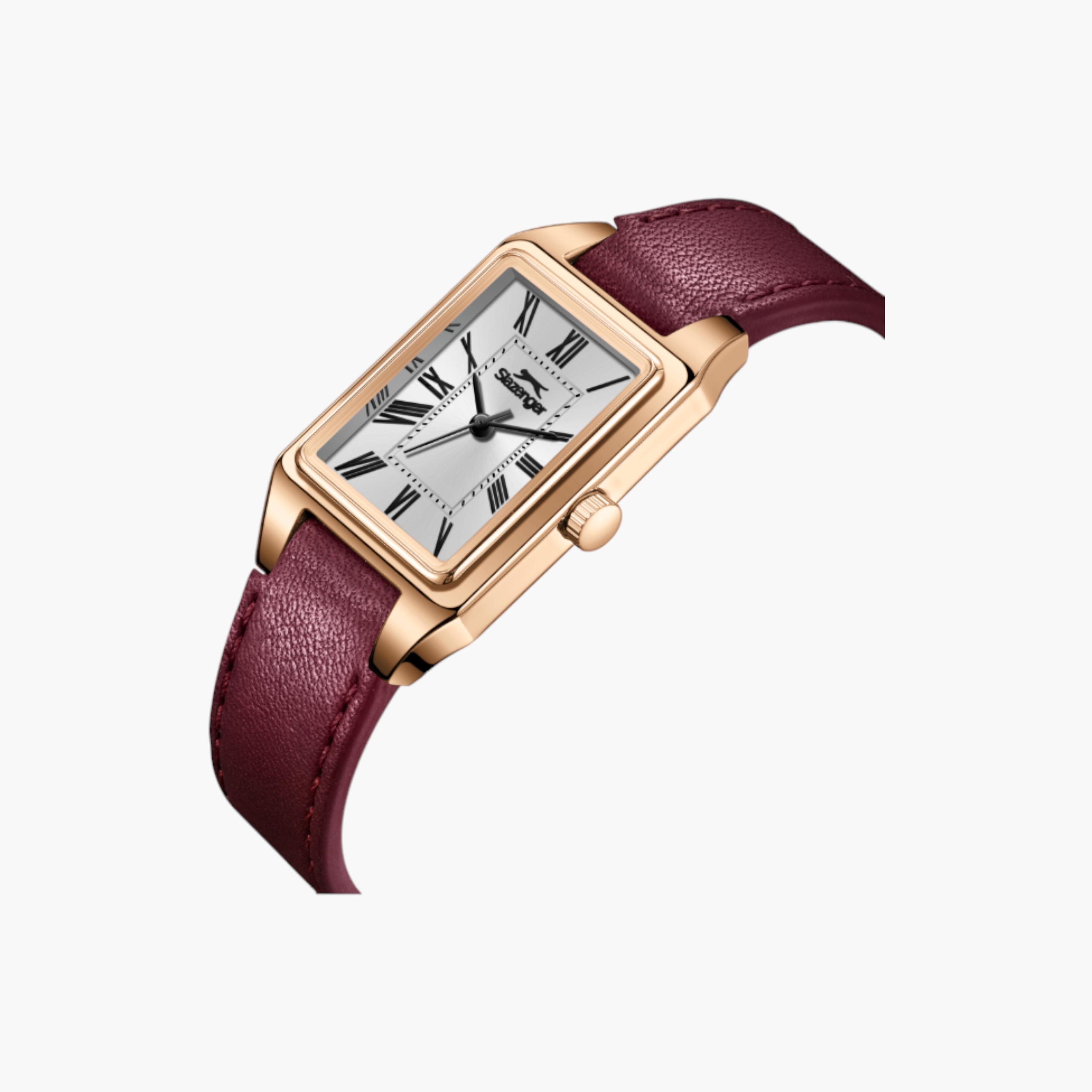 Slazenger Rectangular Analog Watch, Leather Strap-women-watchesandjewellery-watches-image-2
