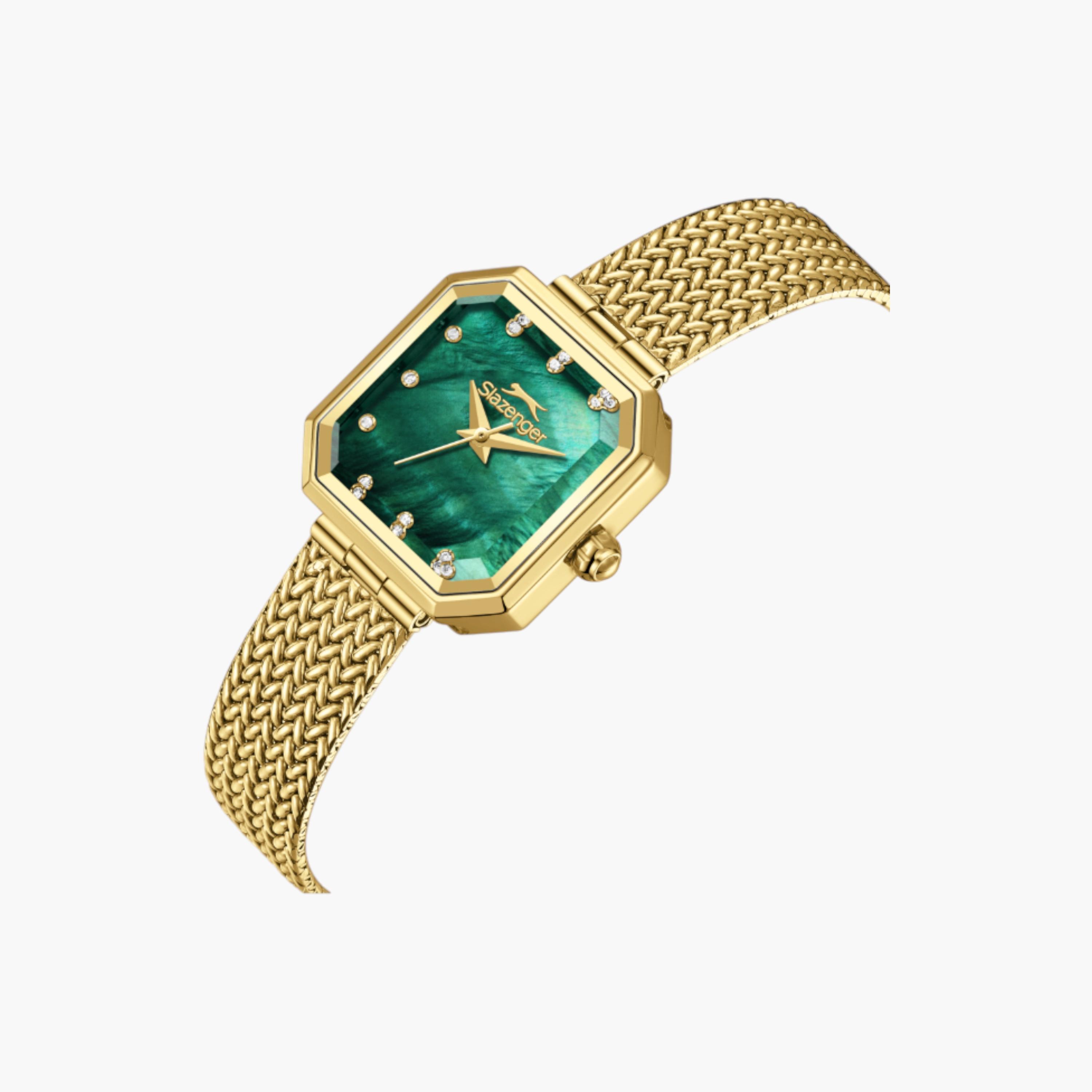 Slazenger Gold Mesh Strap Analog Watch-women-watchesandjewellery-watches-image-2