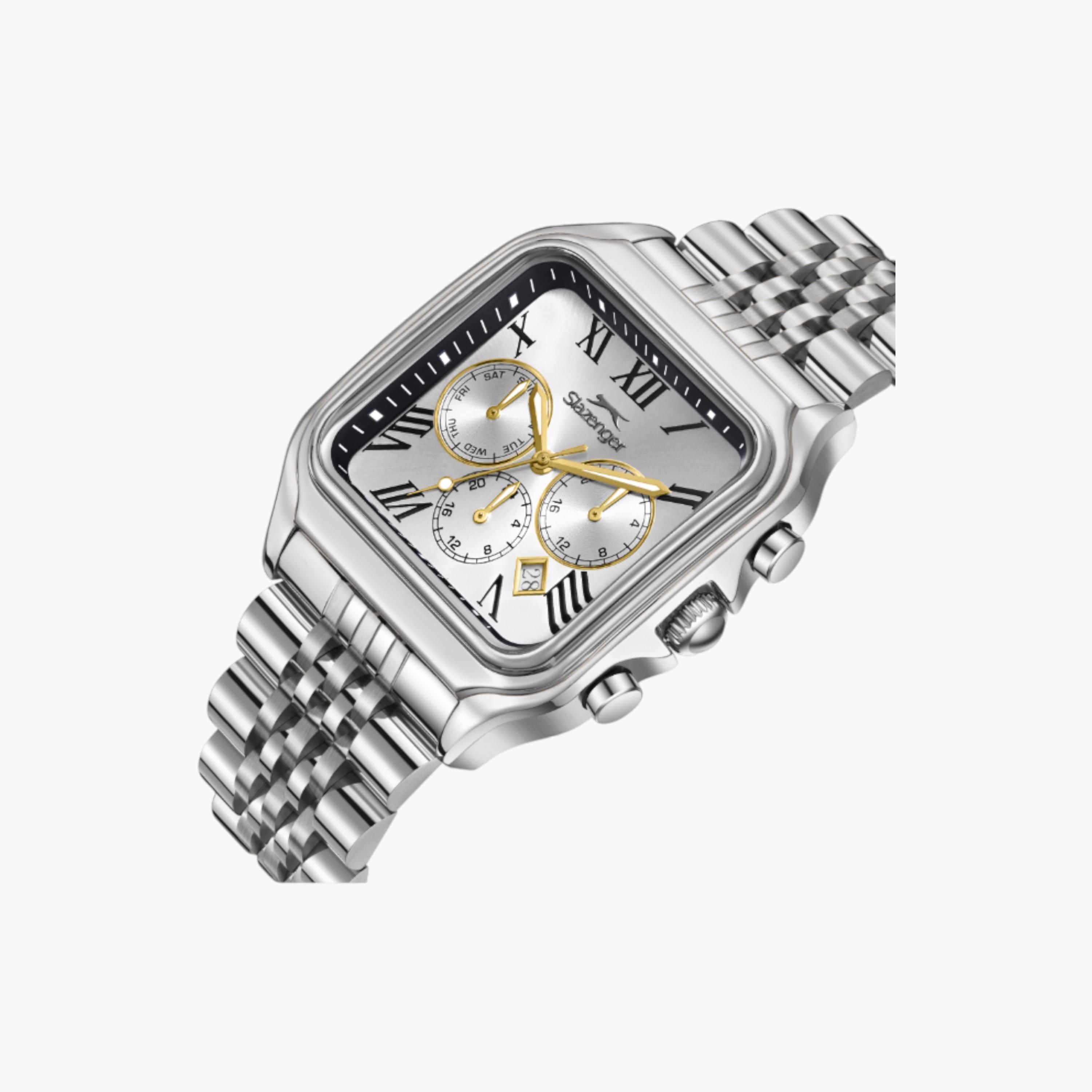 Slazenger Silver Square Multifunction Men's Watch-men-watchesandjewellery-watches-image-2