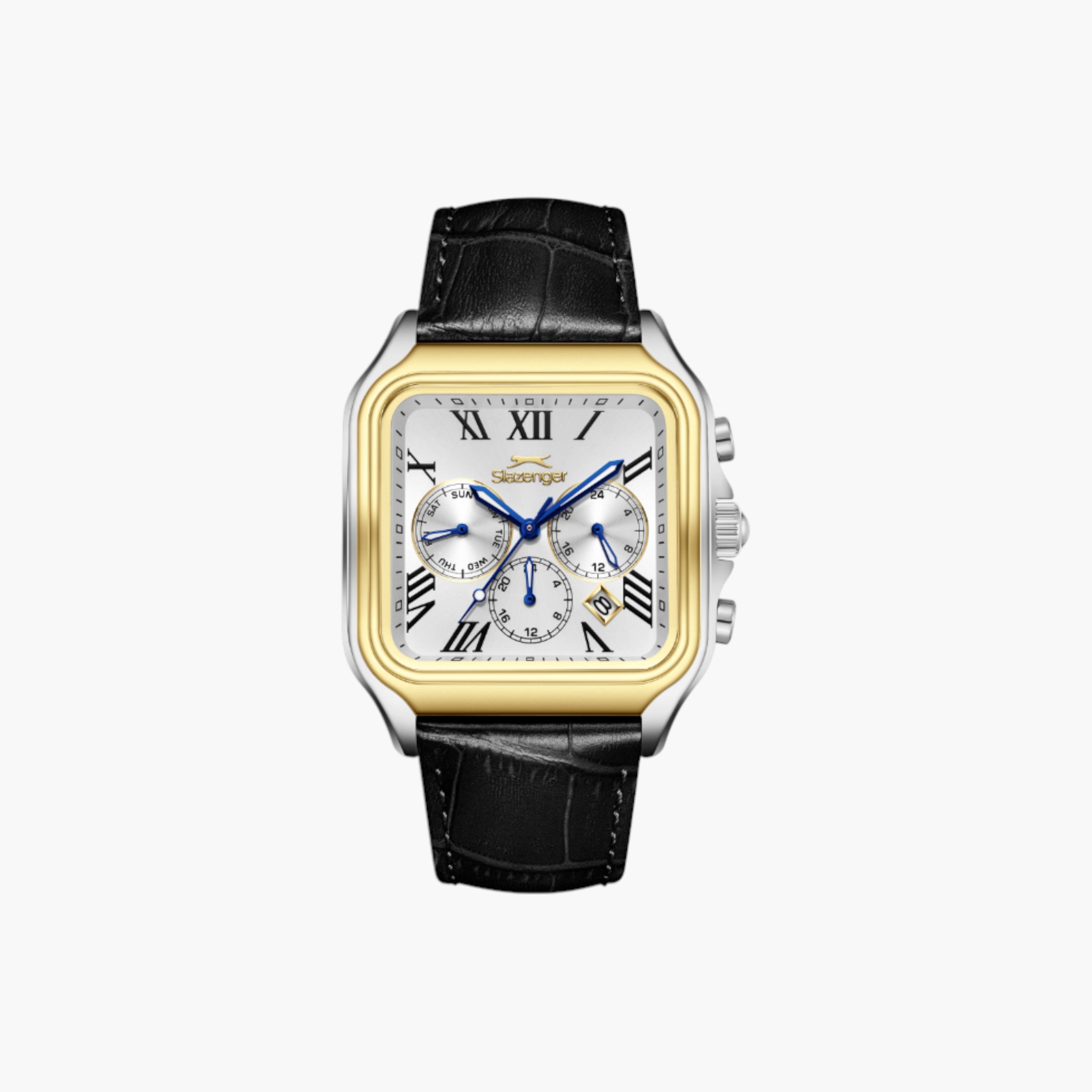 Slazenger Square Chronograph Watch, Leather Strap-men-watchesandjewellery-watches-image-1