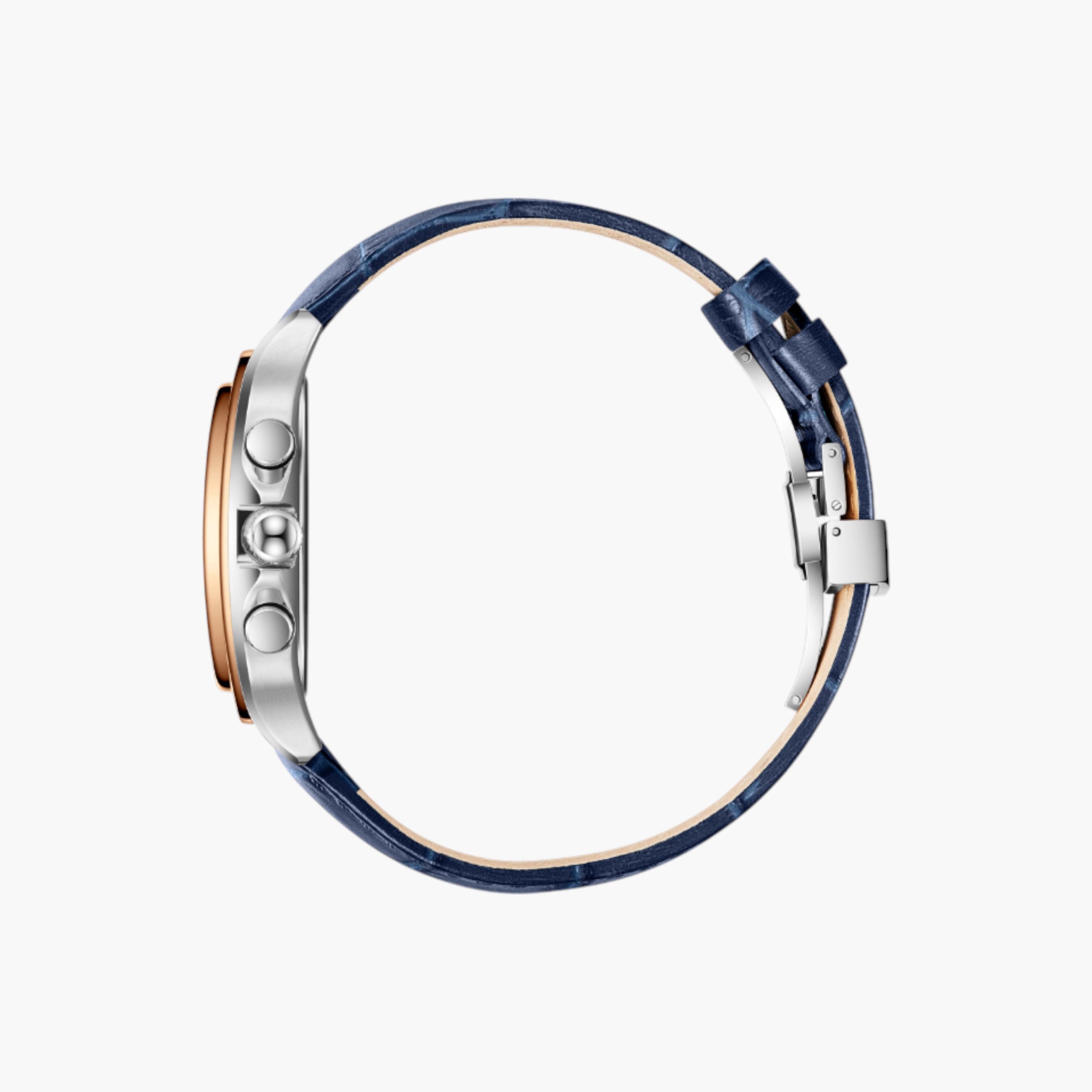Slazenger Square Multifunction Watch, Blue Leather Strap-men-watchesandjewellery-watches-image-3