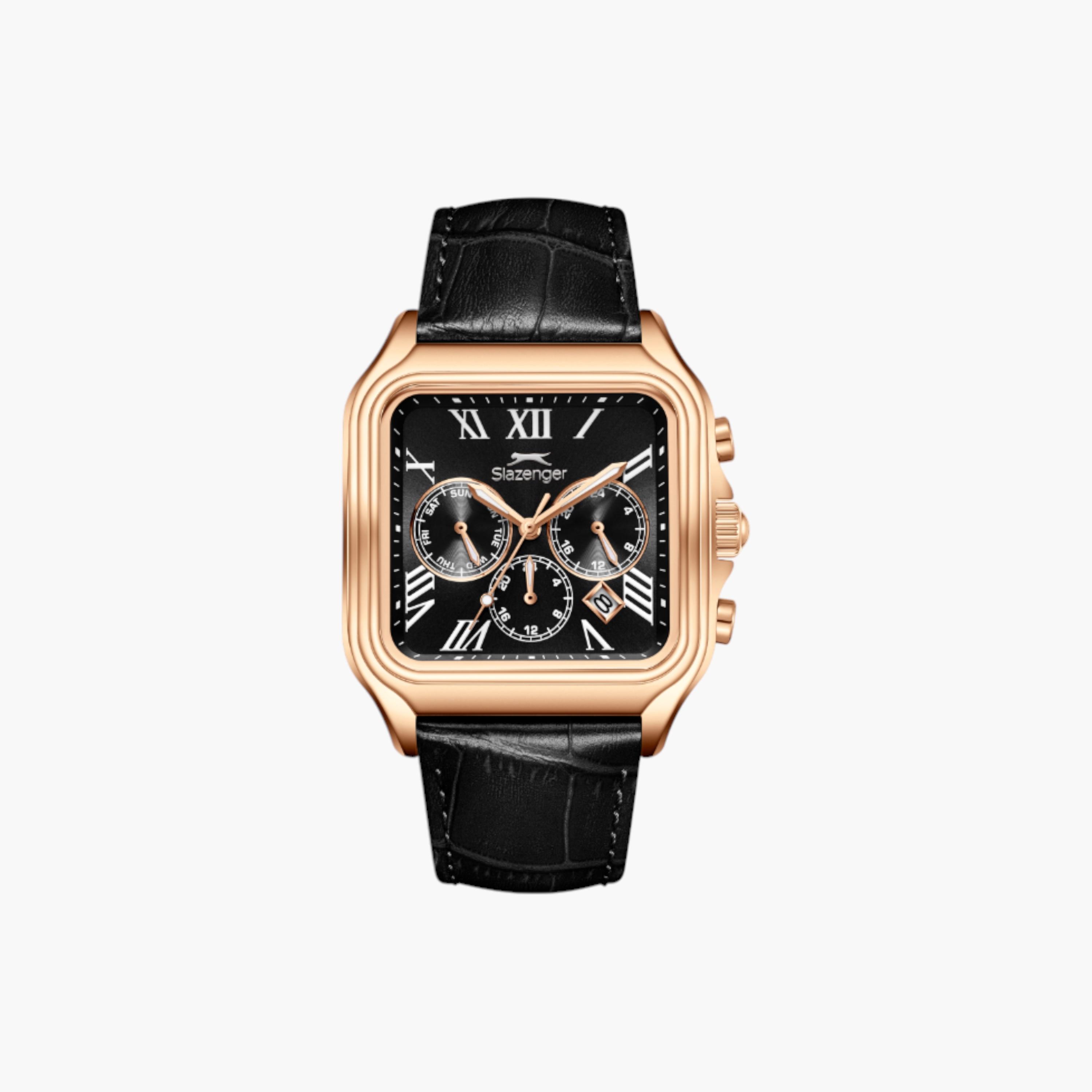 Slazenger Square Multifunction Watch, Leather Strap-men-watchesandjewellery-watches-image-1