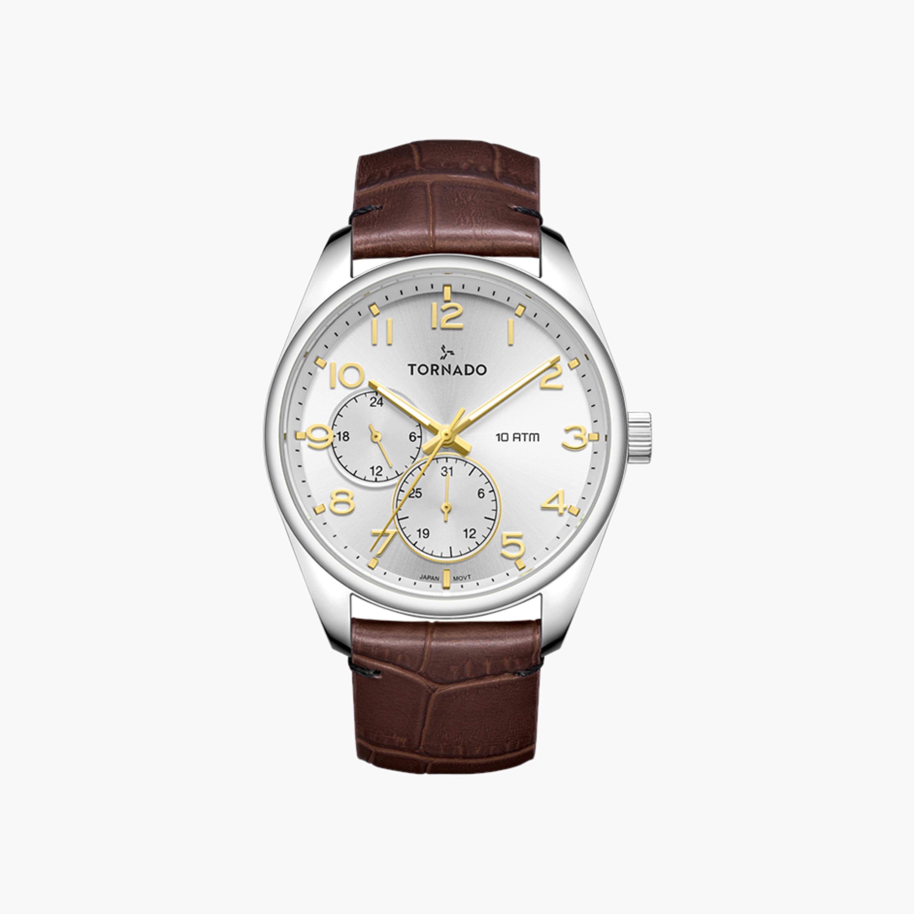 ساعة يد رجالية متعددة الوظائف بحزام جلدي-men-watchesandjewellery-watches-image-1