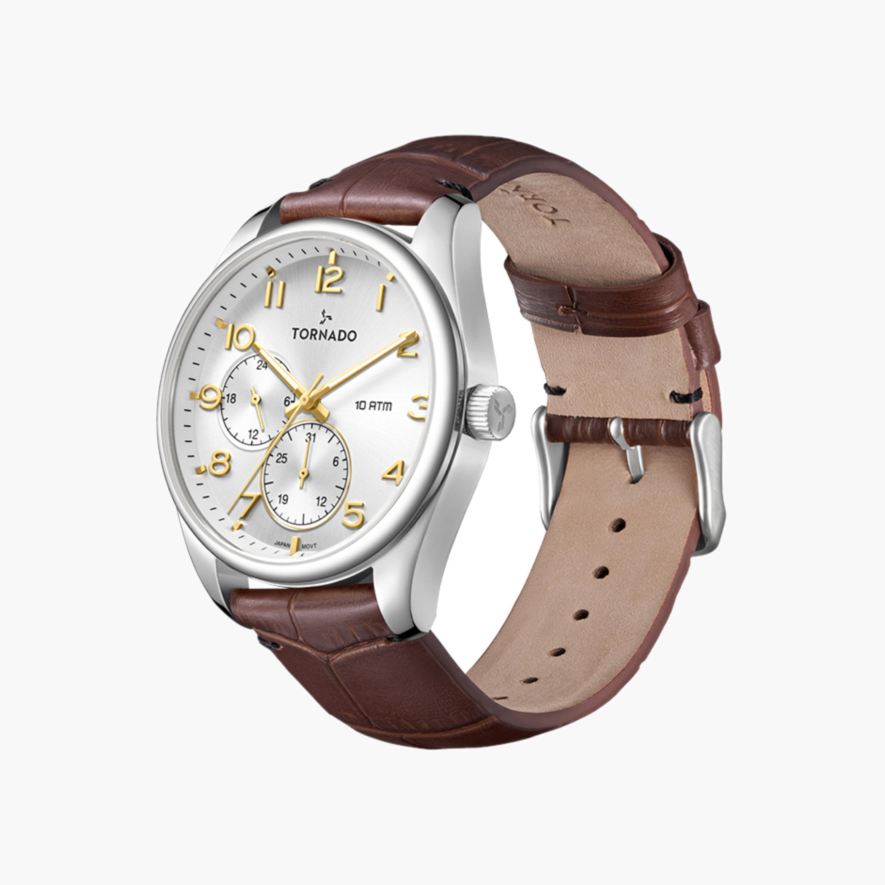 ساعة يد رجالية متعددة الوظائف بحزام جلدي-men-watchesandjewellery-watches-image-2