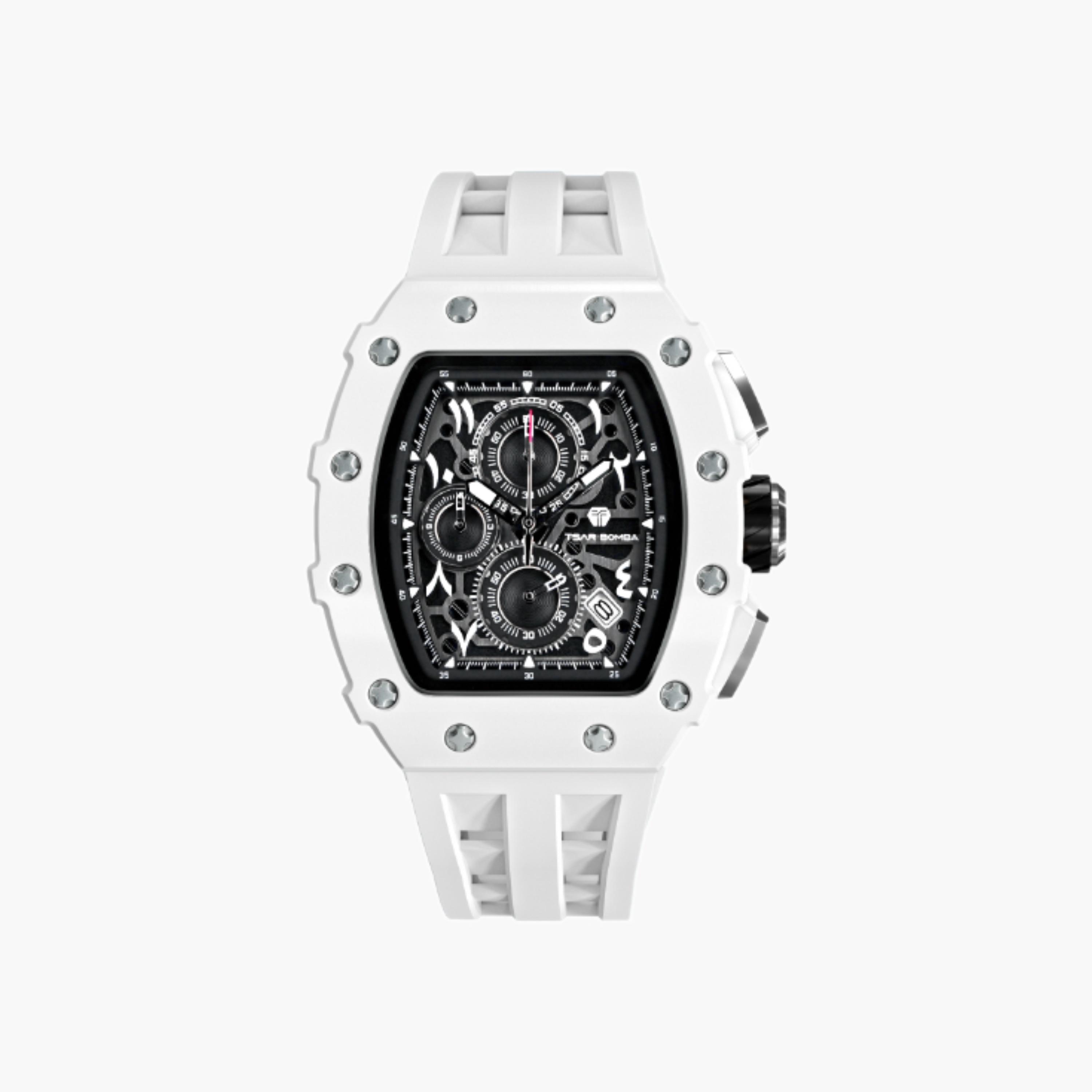TSAR BOMBA Tonneau Bioceramic Chronograph Watch White-men-watchesandjewellery-watches-image-1