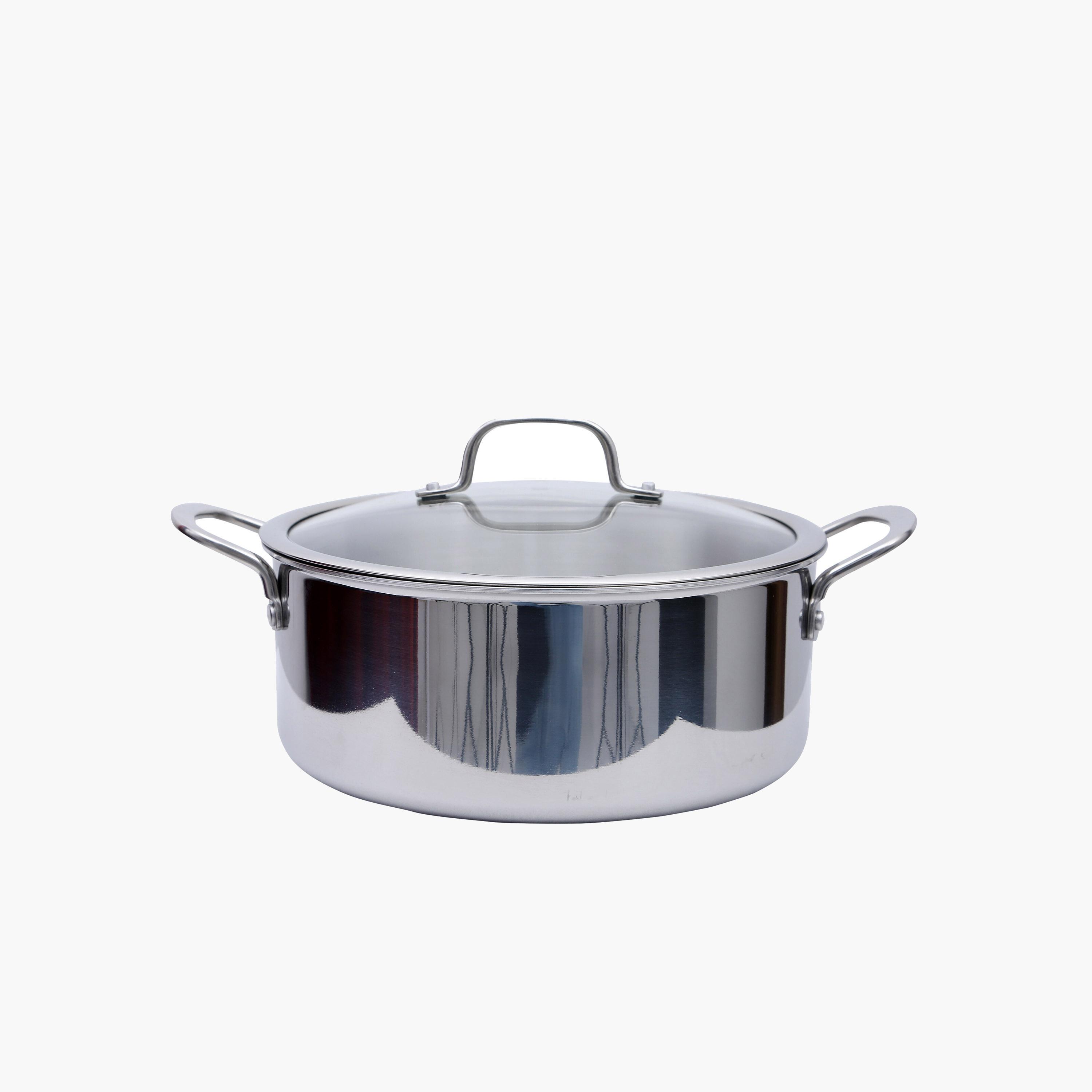 Stainless Steel Casserole Pot with Lid-household-kitchen-cookware-potsandpans-image-1