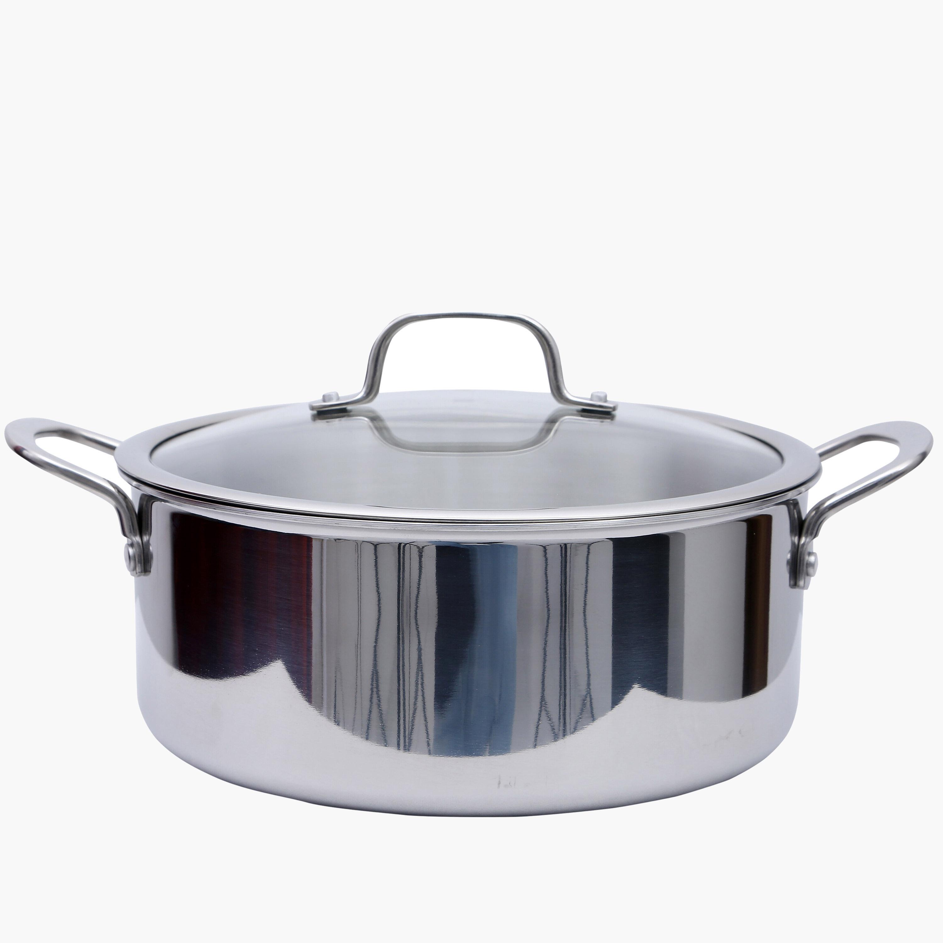 Stainless Steel Casserole Pot with Lid-household-kitchen-cookware-potsandpans-image-1