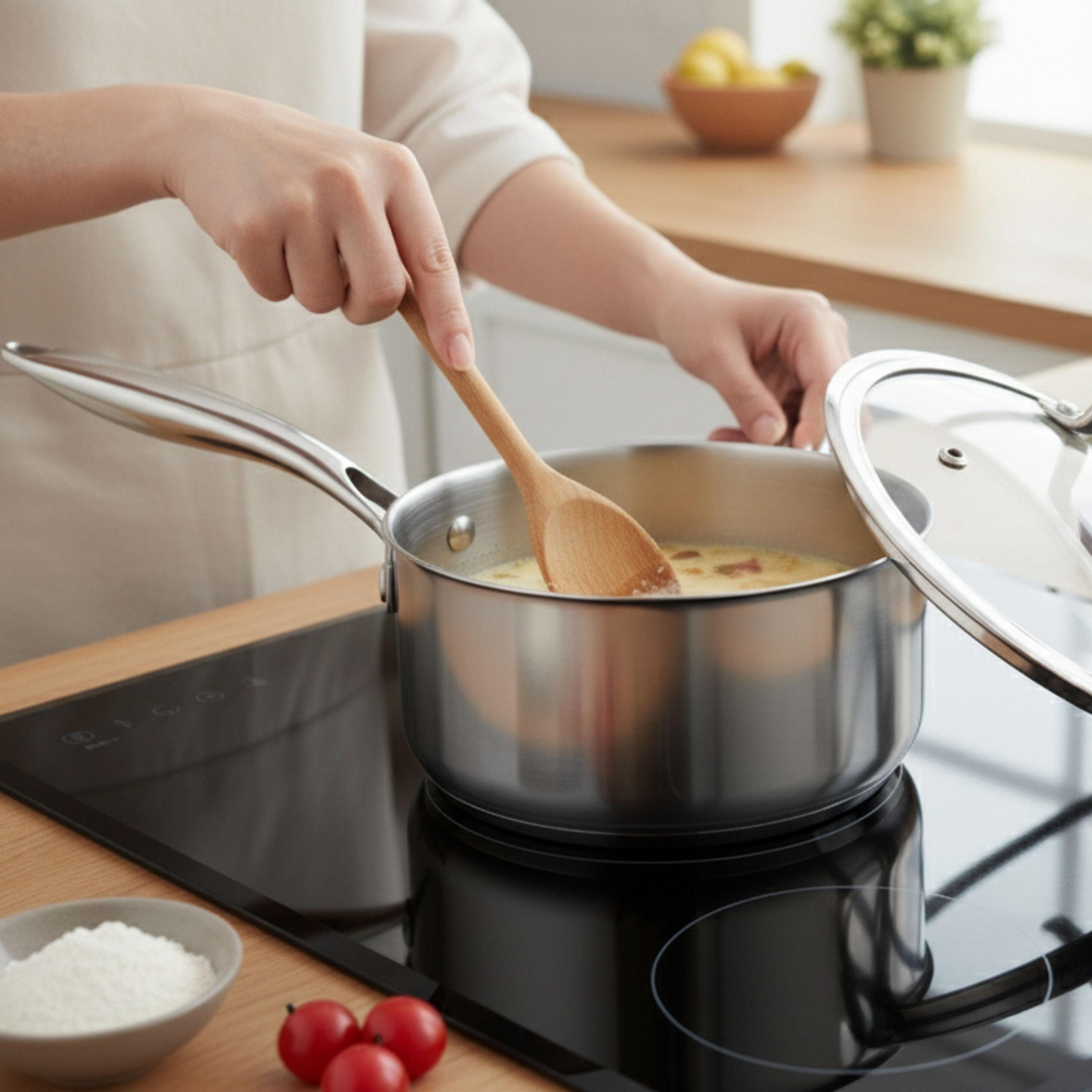 Stainless Steel Saucepan with Lid-household-kitchen-cookware-potsandpans-image-5