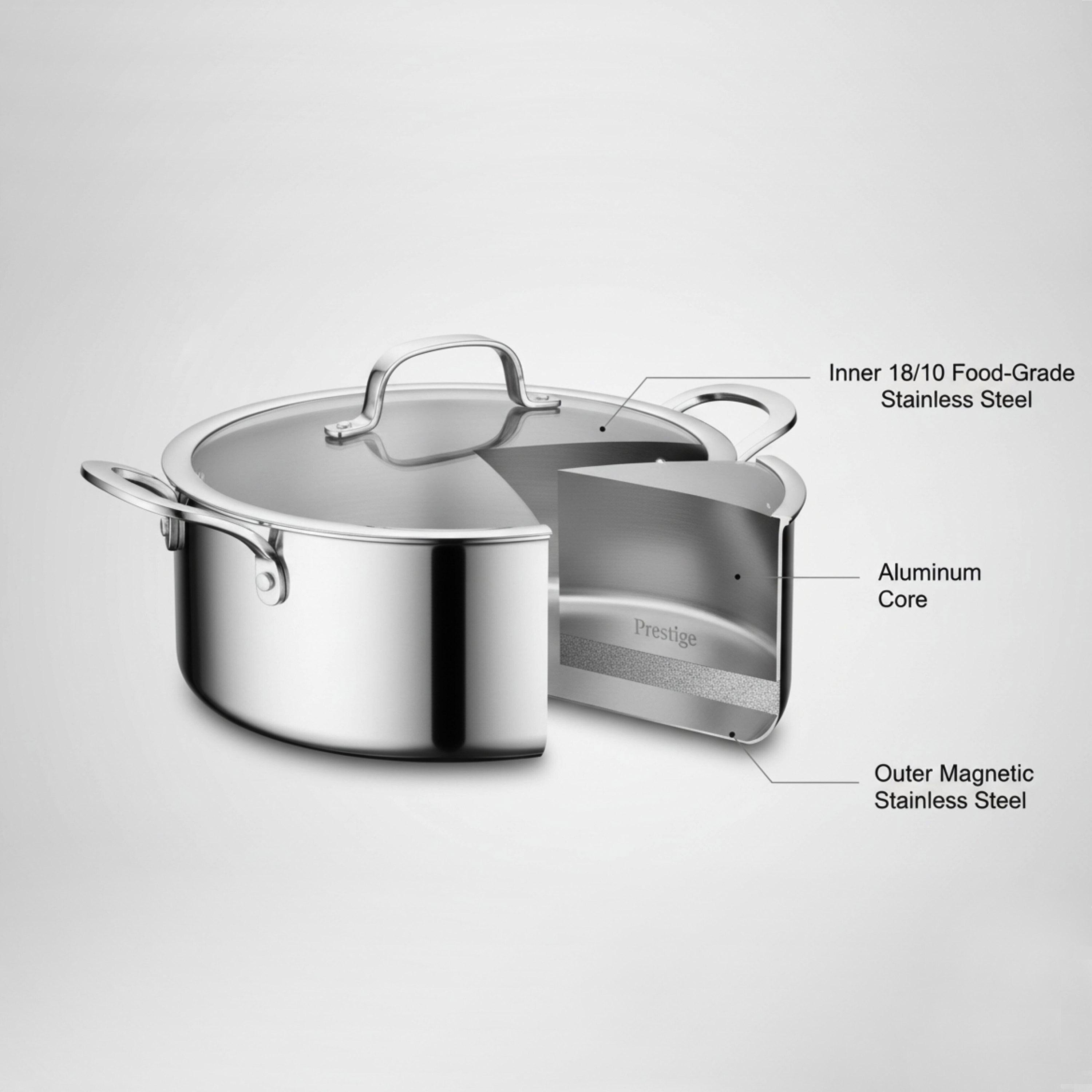 برستيج قدر كسرولة ستانلس ستيل مع غطاء-household-kitchen-cookware-potsandpans-image-4