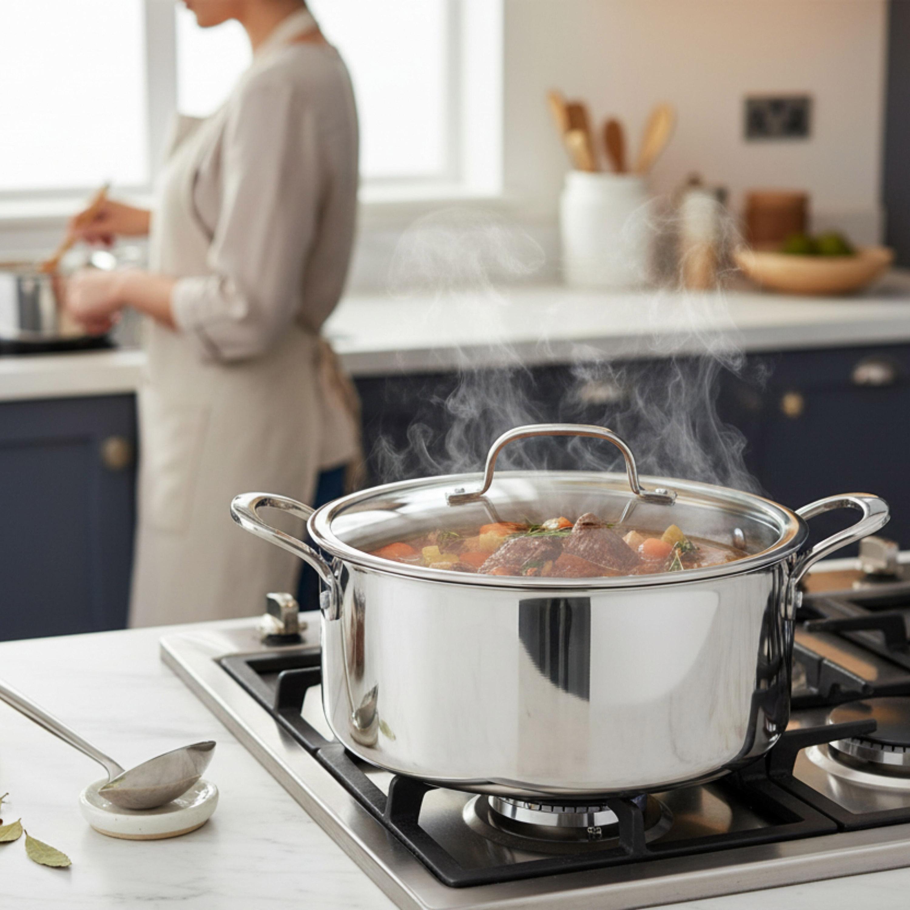 برستيج قدر كسرولة ستانلس ستيل مع غطاء-household-kitchen-cookware-potsandpans-image-5