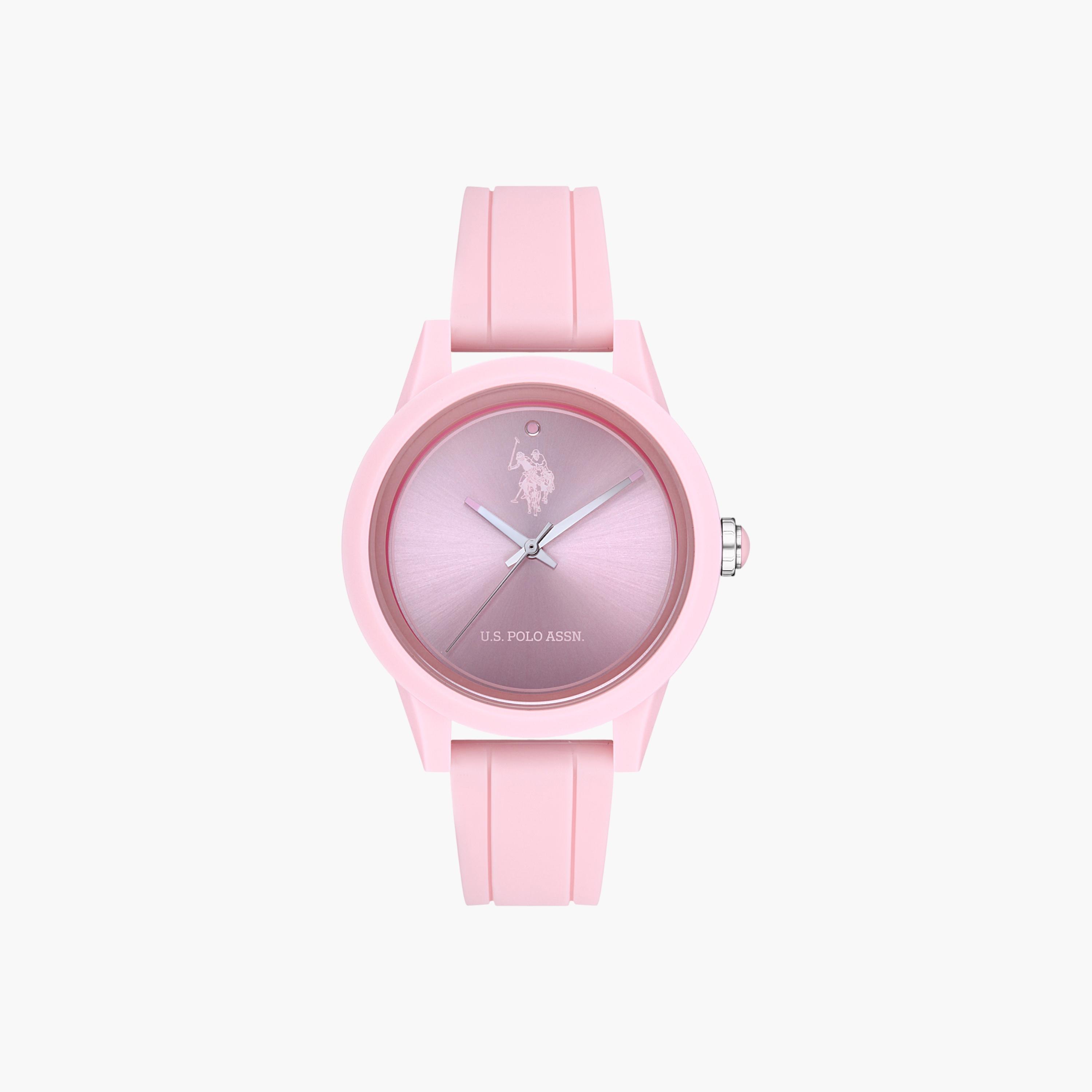 ساعة يد نسائية بحزام سيليكون ومينا وردي-women-watchesandjewellery-watches-image-1
