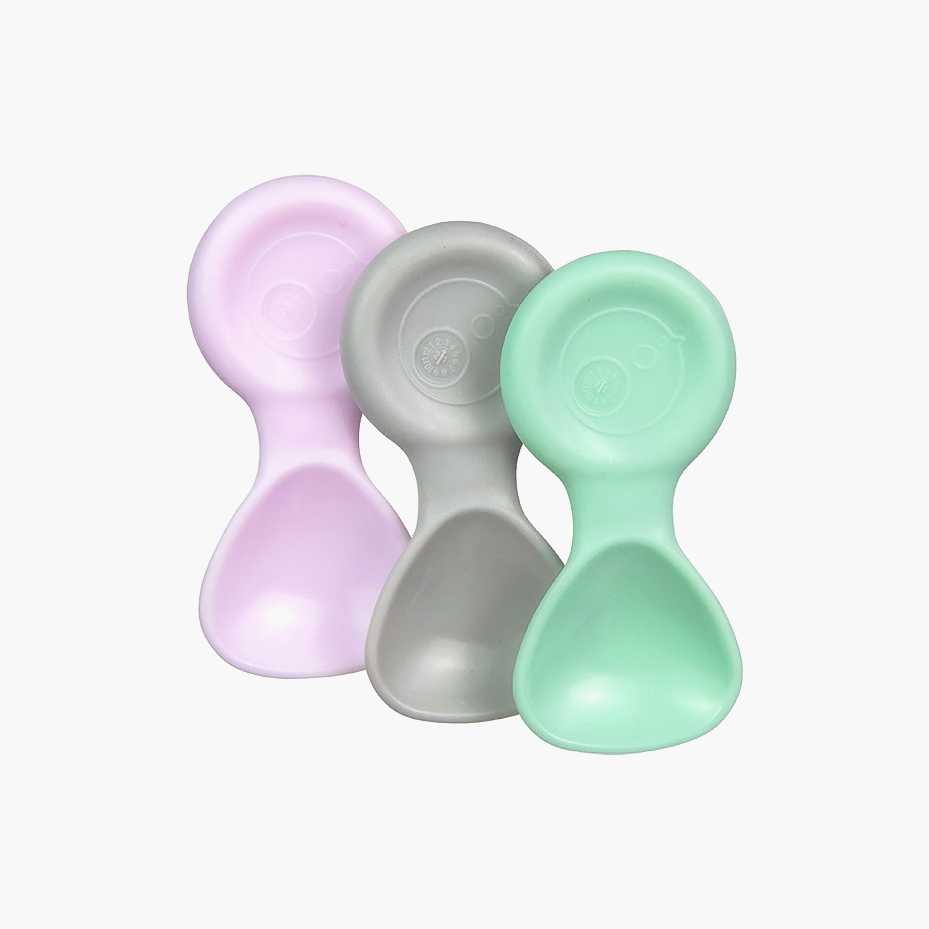 B.box 3-Piece Mini Silicone Feeding Spoon Set - Sage/Silver/Pink - 4m+-baby-feeding-mealtimeessentials-image-1