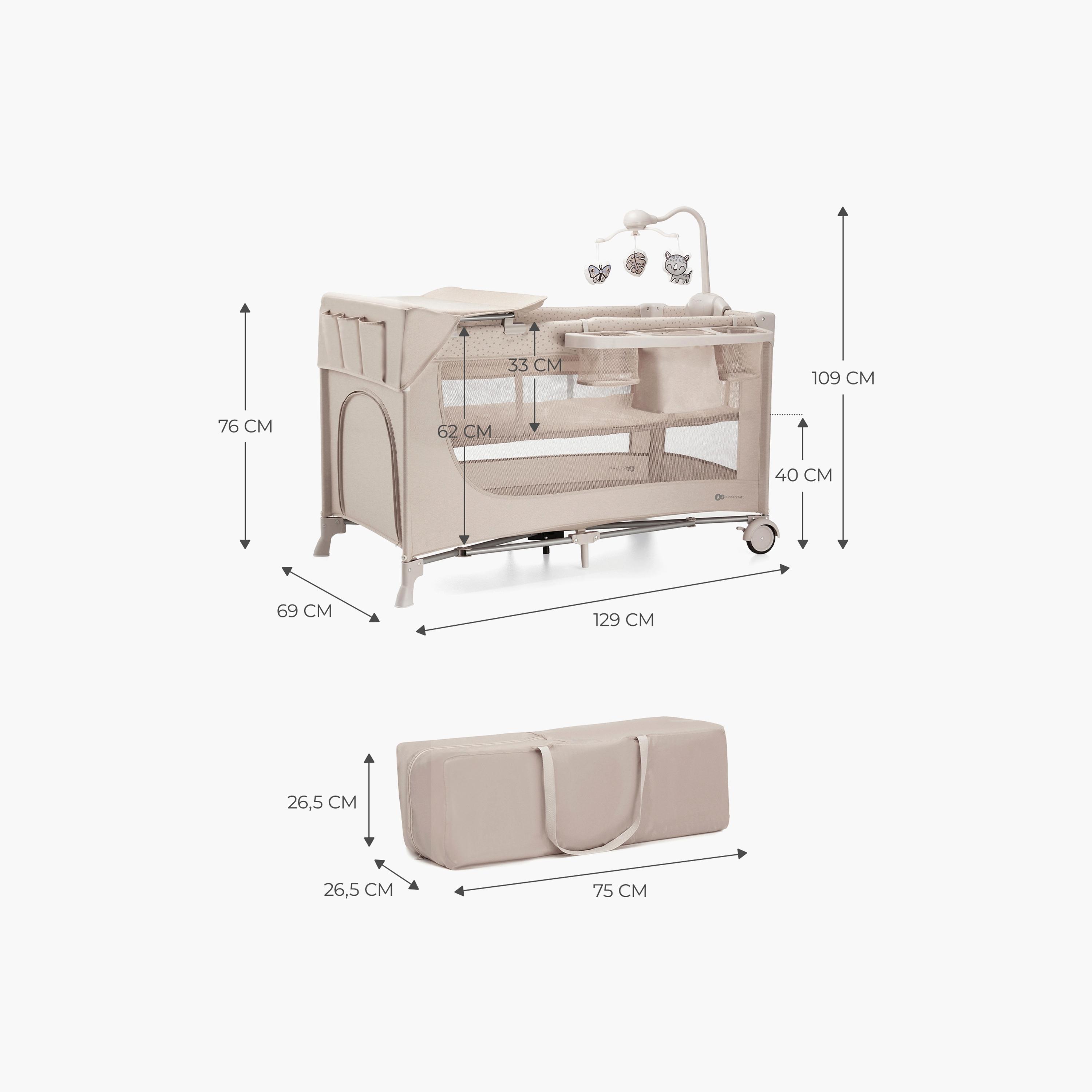 Kinderkraft 3-In-1 Joy 2 Foldable Cot With Accessories-baby-nursery-furniture-cribsandbeds-travelcots-image-8