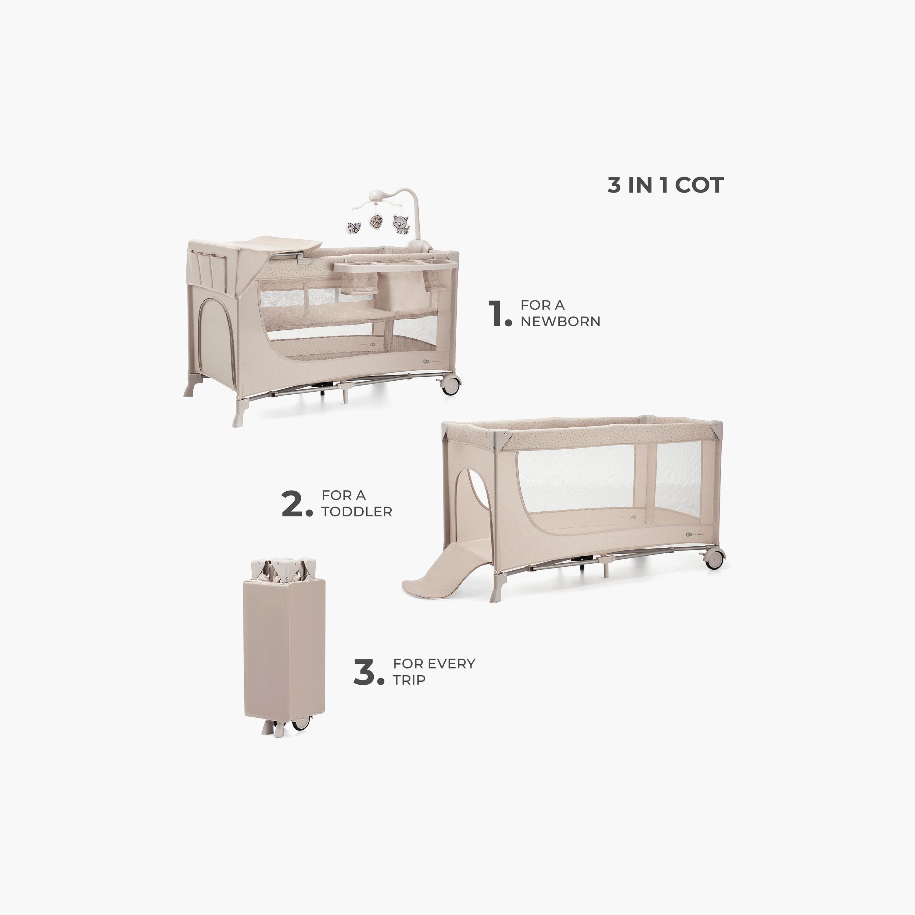 Kinderkraft 3-In-1 Joy 2 Foldable Cot With Accessories-baby-nursery-furniture-cribsandbeds-travelcots-image-9