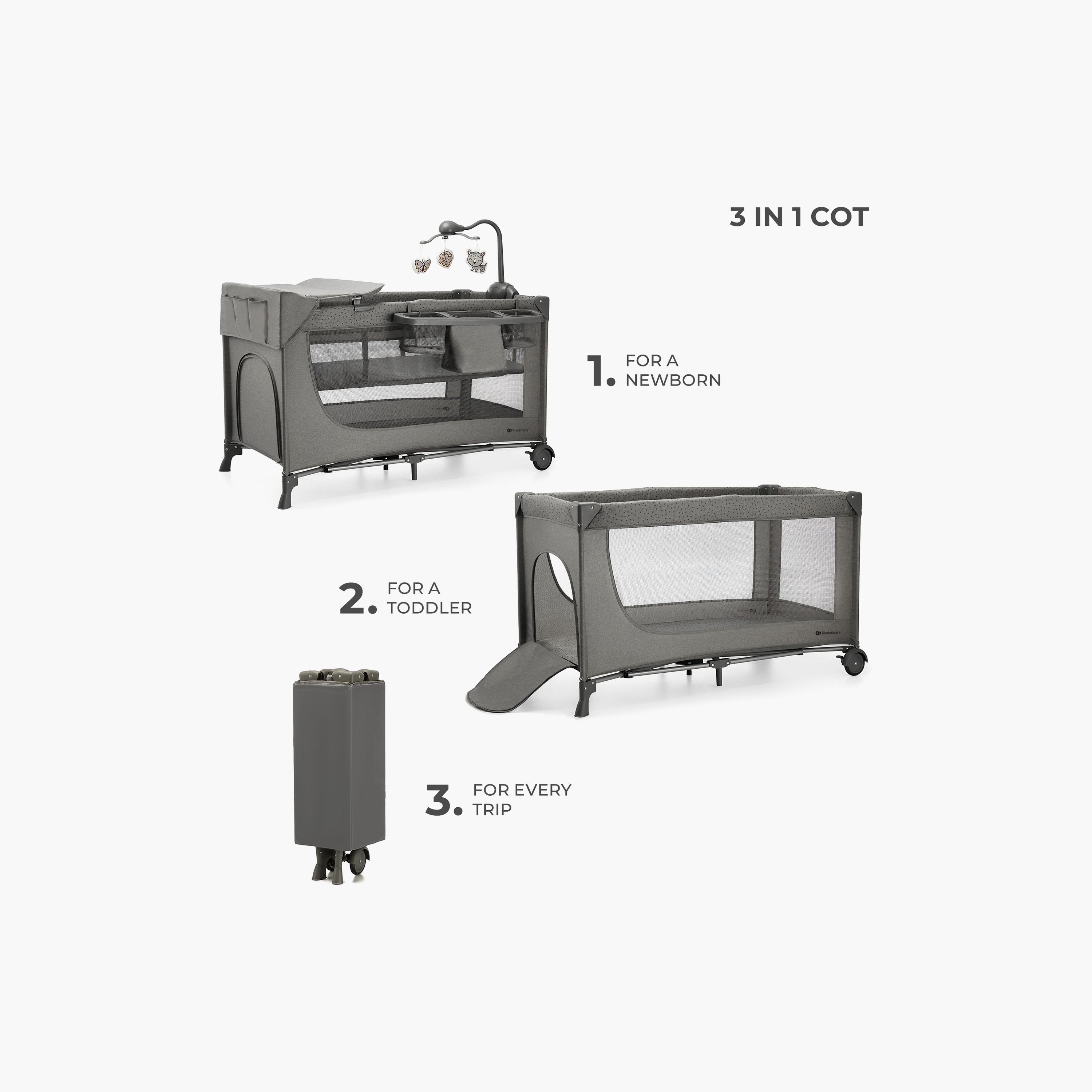 سرير الأطفال القابل للطي 3 في 1 جوي 2 من مع الملحقات من كيندركرافت-baby-nursery-furniture-cribsandbeds-travelcots-image-6