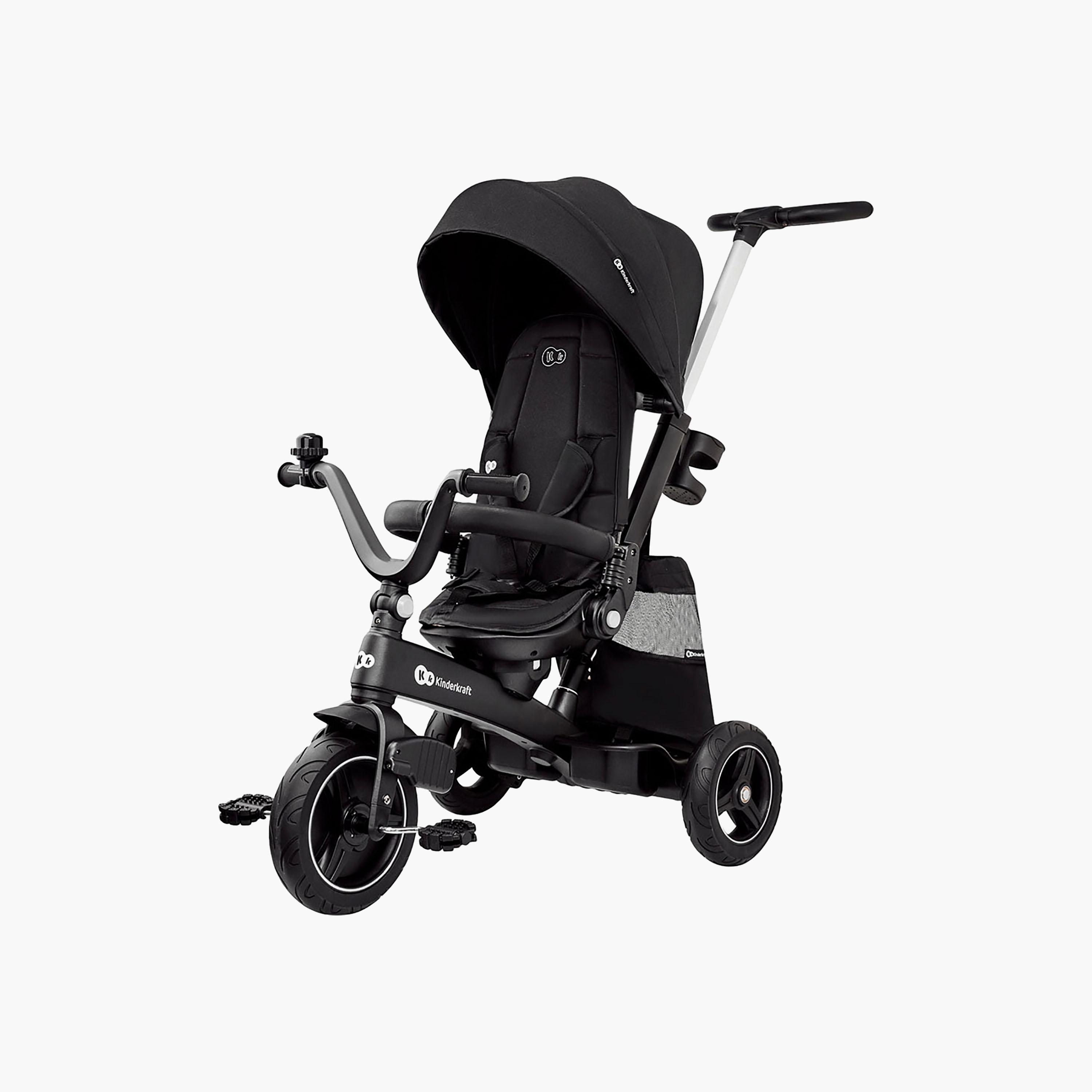 Kinderkraft 5-In-1 Easytwist Tricycle - Black-toys-outdoor-bikesandrideons-trikes-image-1