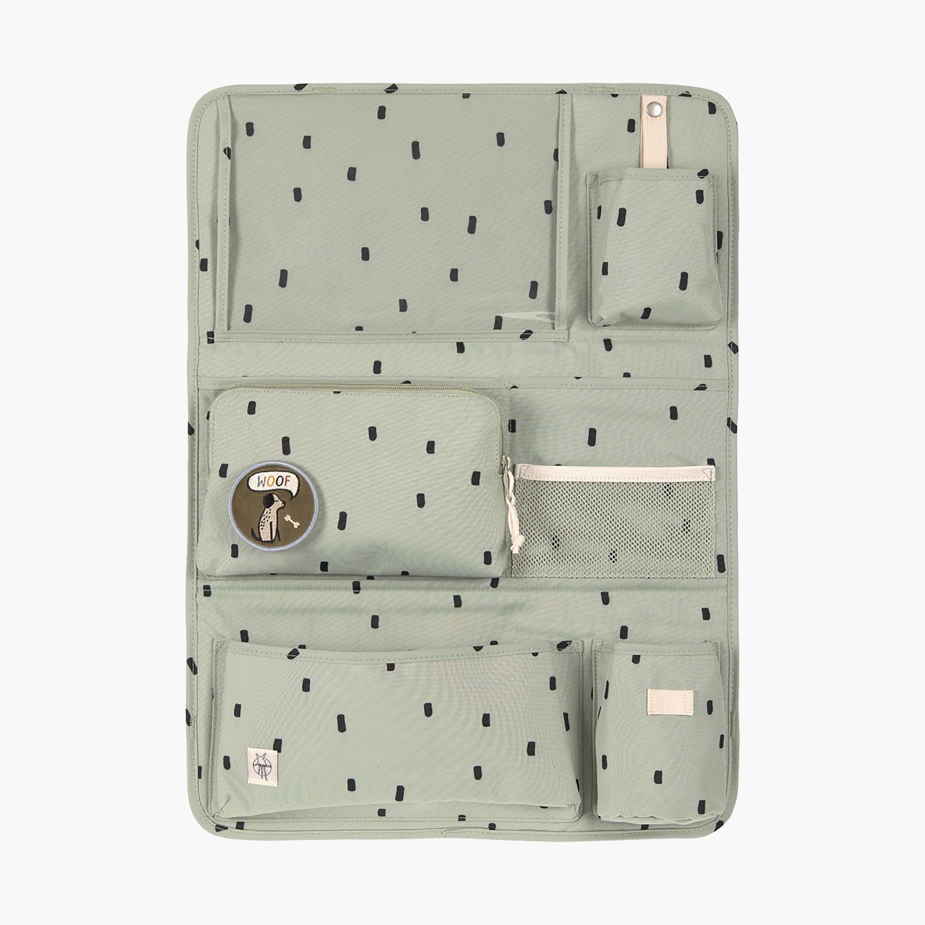 LASSIG Happy Prints Car Wrap-to-Go Organiser - Light Olive-baby-gear-travelaccessories-image-1