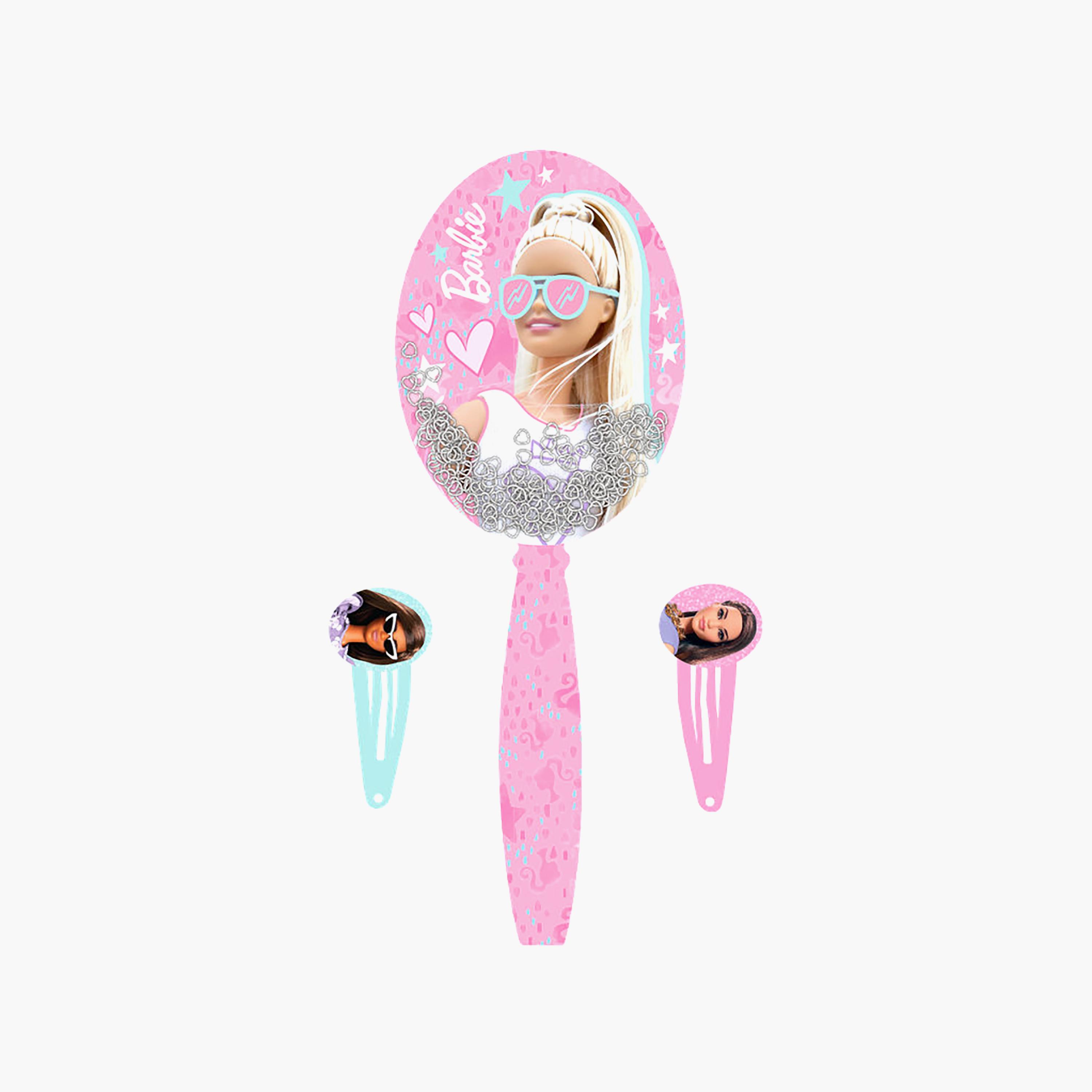 مجموعة فرشاة شعر باربي مع مشبك - 3 قطع-baby-girls-accessories-hairaccessories-image-1