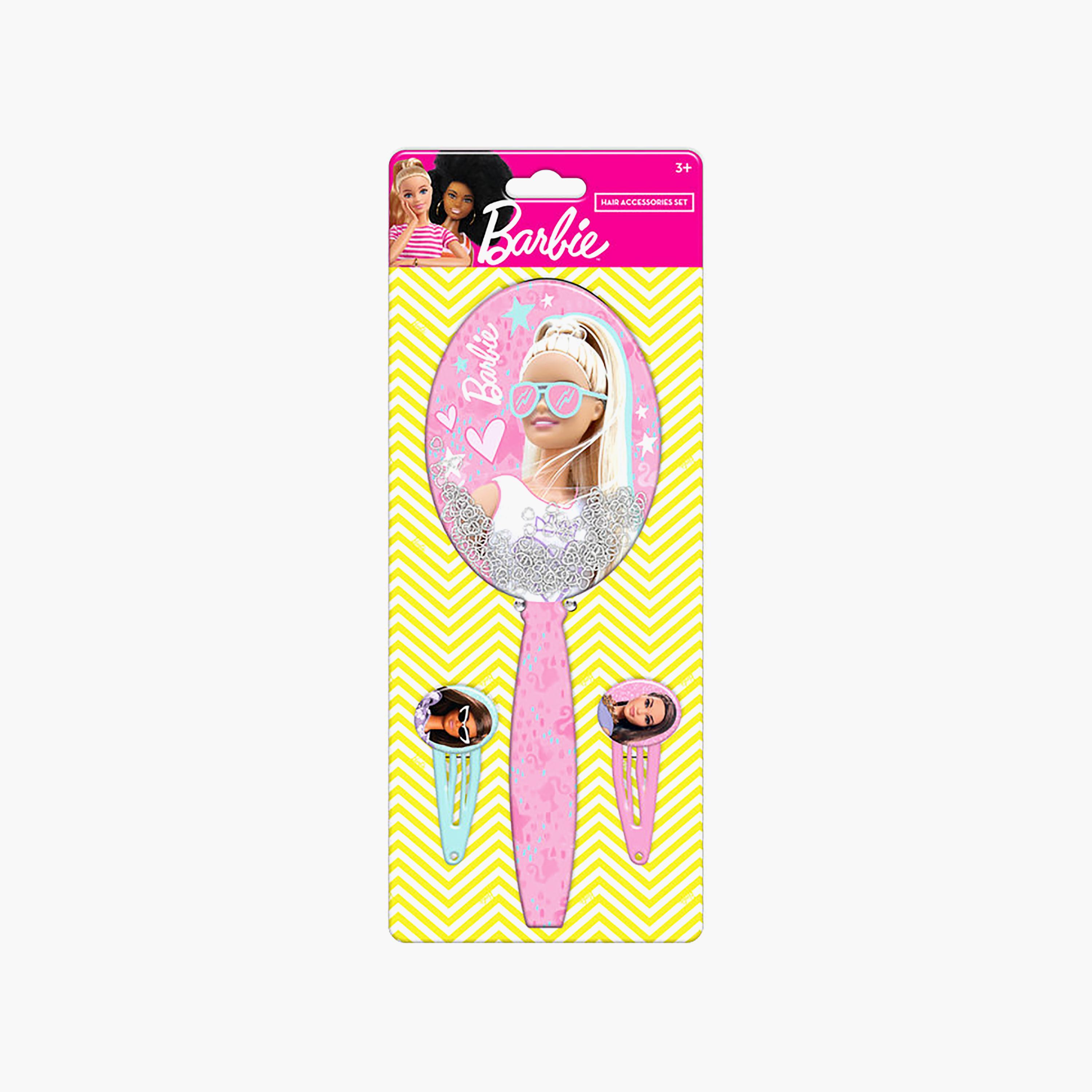 مجموعة فرشاة شعر باربي مع مشبك - 3 قطع-baby-girls-accessories-hairaccessories-image-2