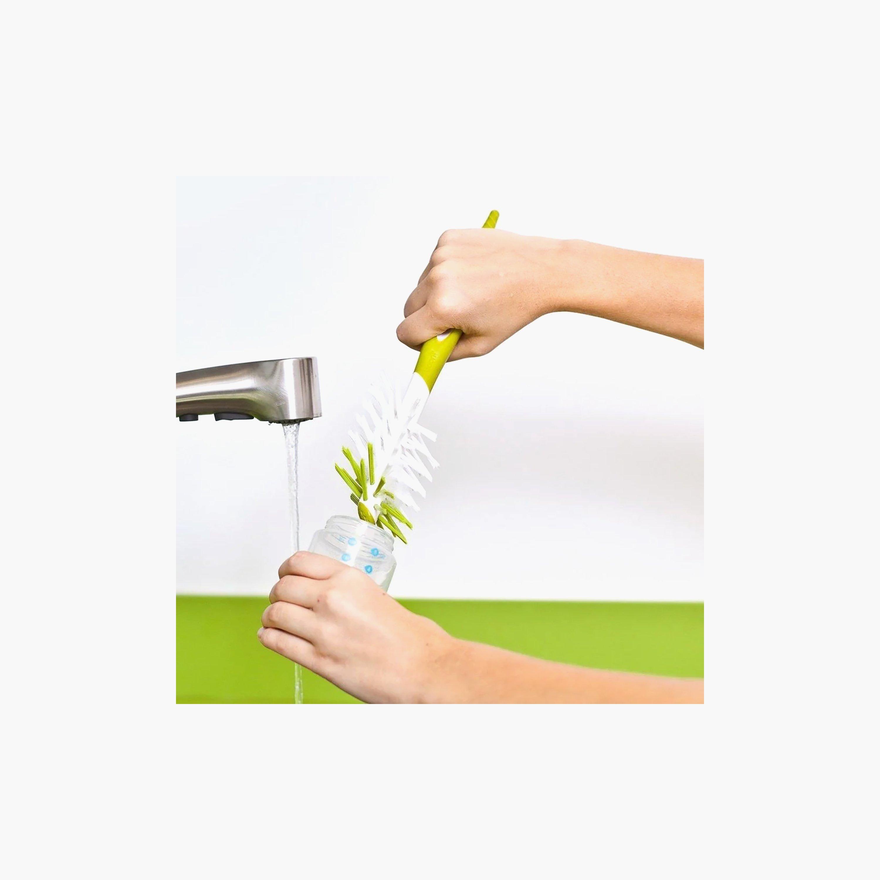 Boon Scrub Bottle Brush - Green/White-baby-feeding-accessories-image-3