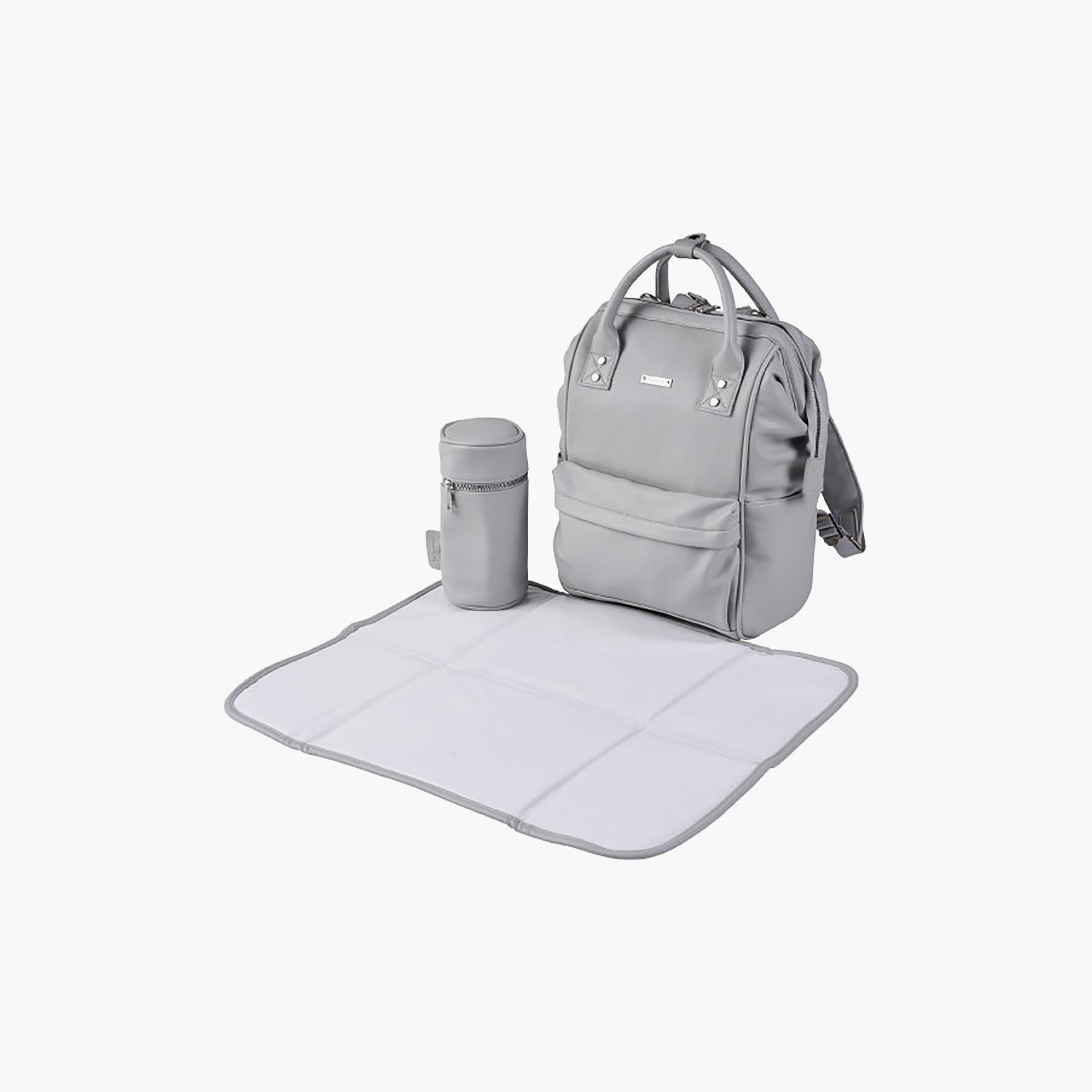 BabaBing Mani Leatherette Diaper Changing Backpack - Dove Grey-baby-diapering-diaperbags-image-5
