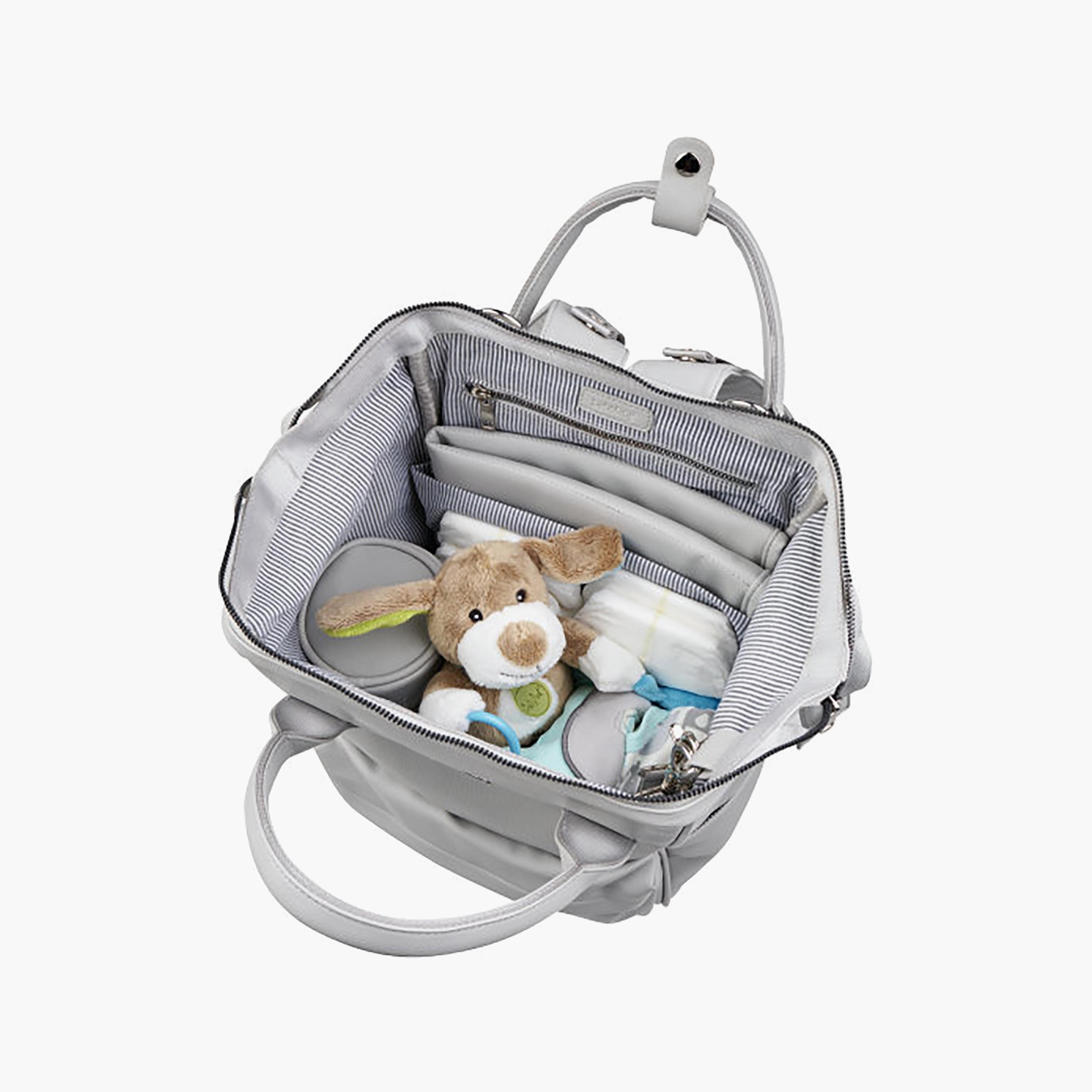 BabaBing Mani Leatherette Diaper Changing Backpack - Dove Grey-baby-diapering-diaperbags-image-6