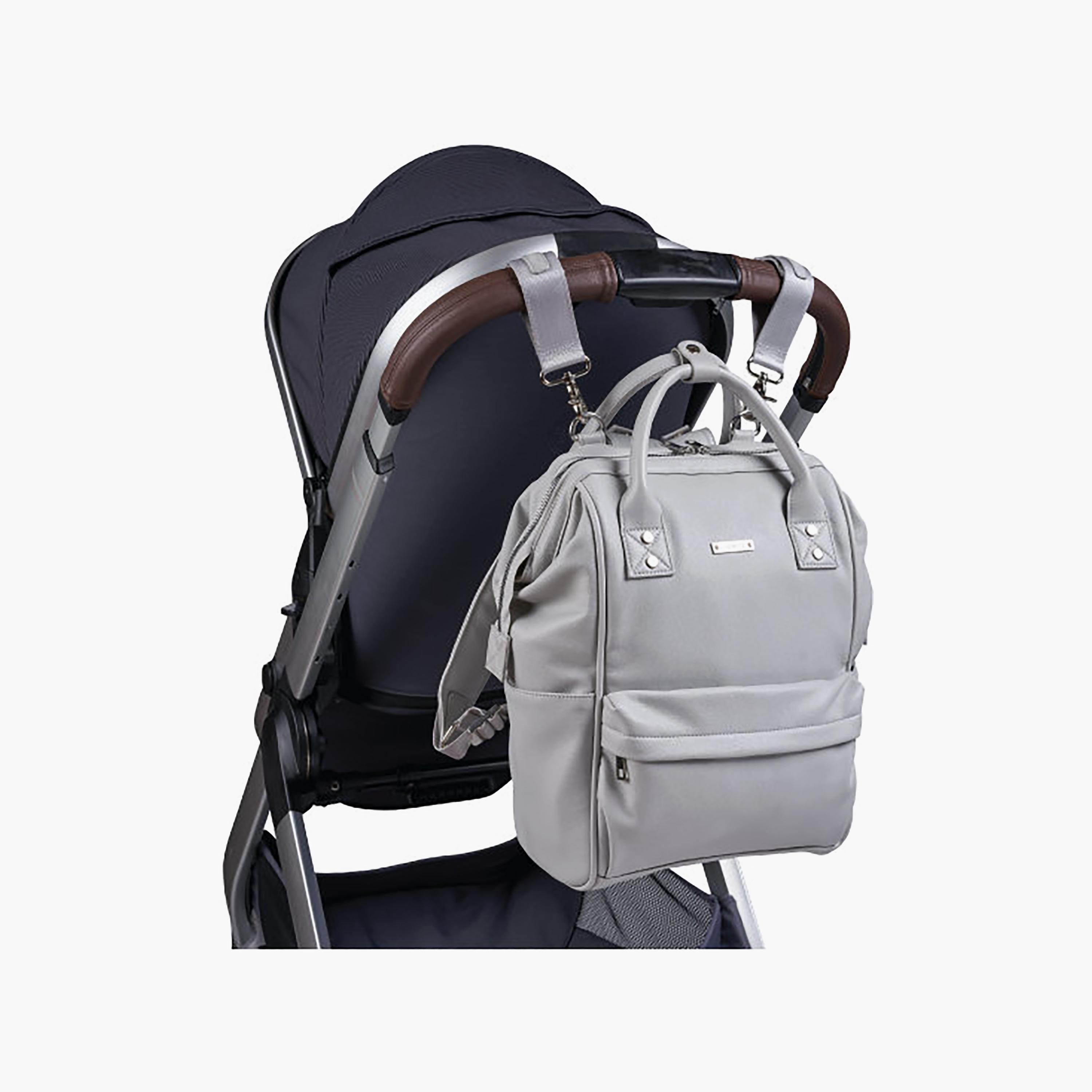 BabaBing Mani Leatherette Diaper Changing Backpack - Dove Grey-baby-diapering-diaperbags-image-7