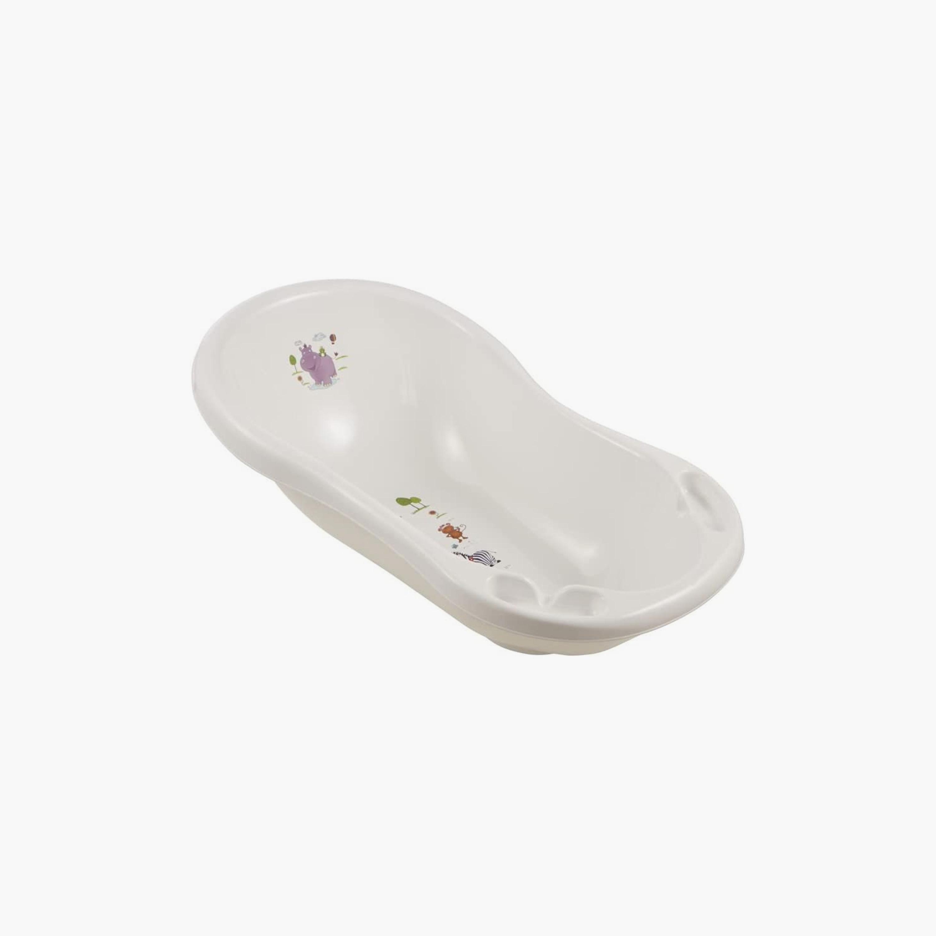Keeeper Bathtub with Drain Plug - Hippo - White-baby-bathandcare-bathtubs-image-1
