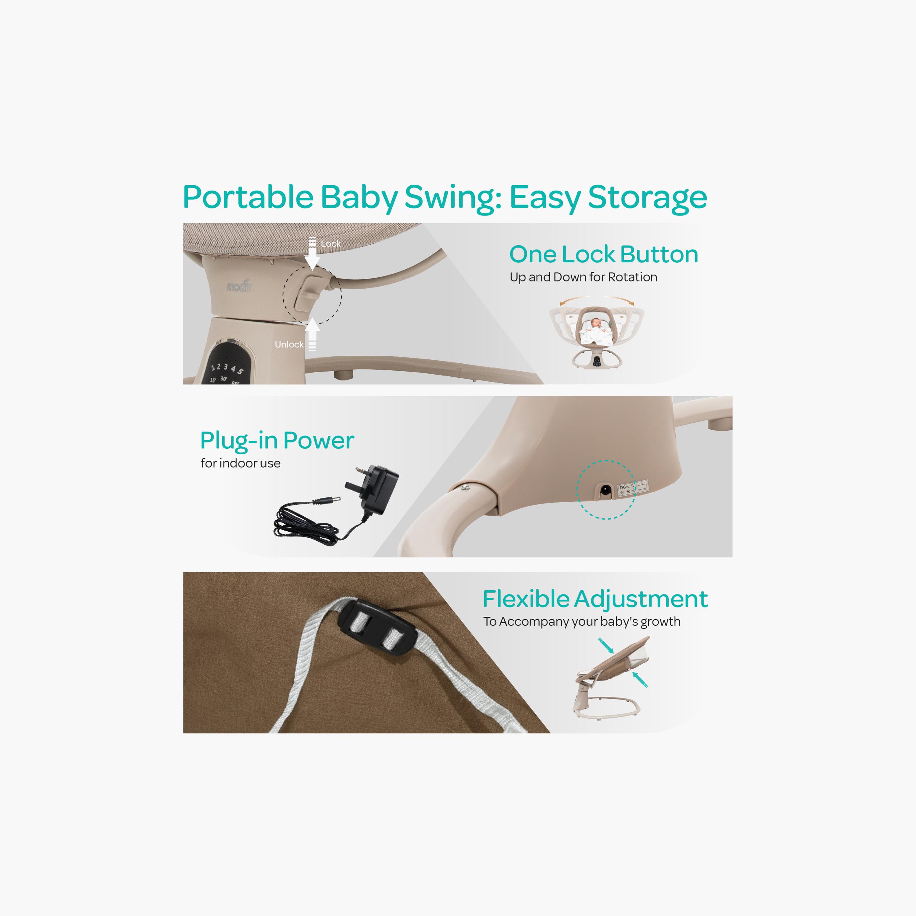 Moon Koze Remote Controlled Baby Swing with Built-In Music System & Mosquito Net - 0 months+-baby-infantactivity-swings-image-10