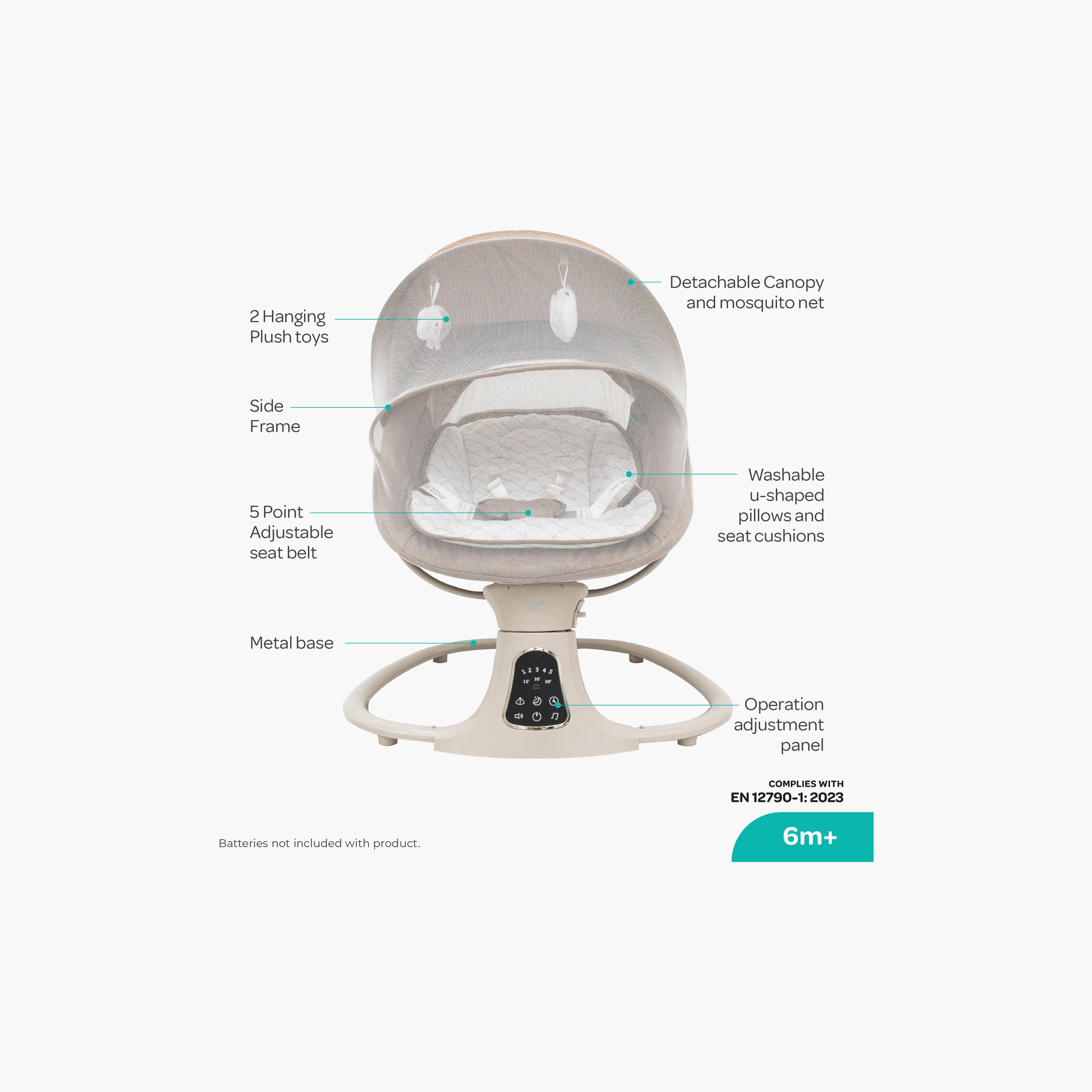 Moon Koze Remote Controlled Baby Swing with Built-In Music System & Mosquito Net - 0 months+-baby-infantactivity-swings-image-4