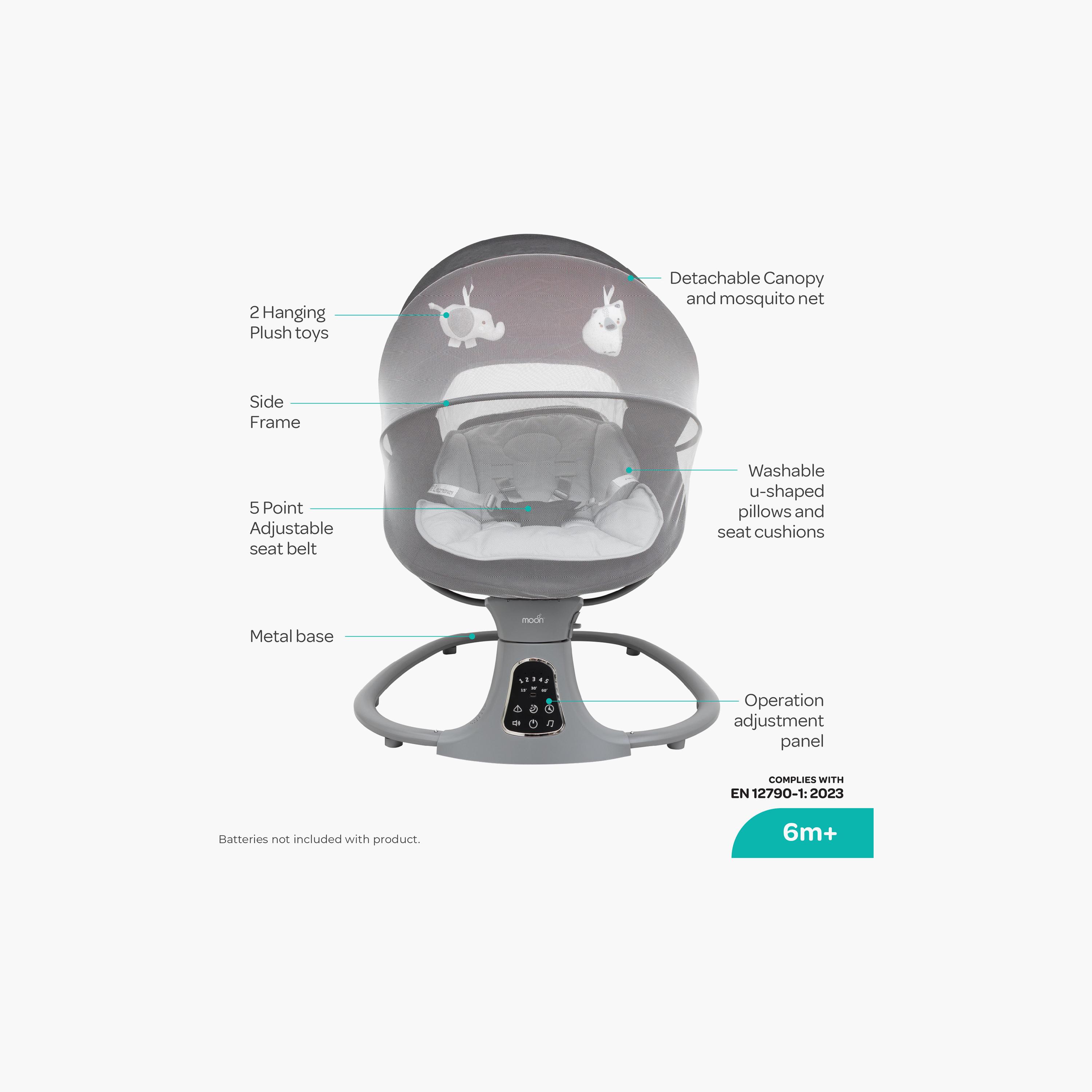 Moon Koze Remote Controlled Baby Swing with Built-In Music System & Mosquito Net - 0 months+-baby-infantactivity-swings-image-4