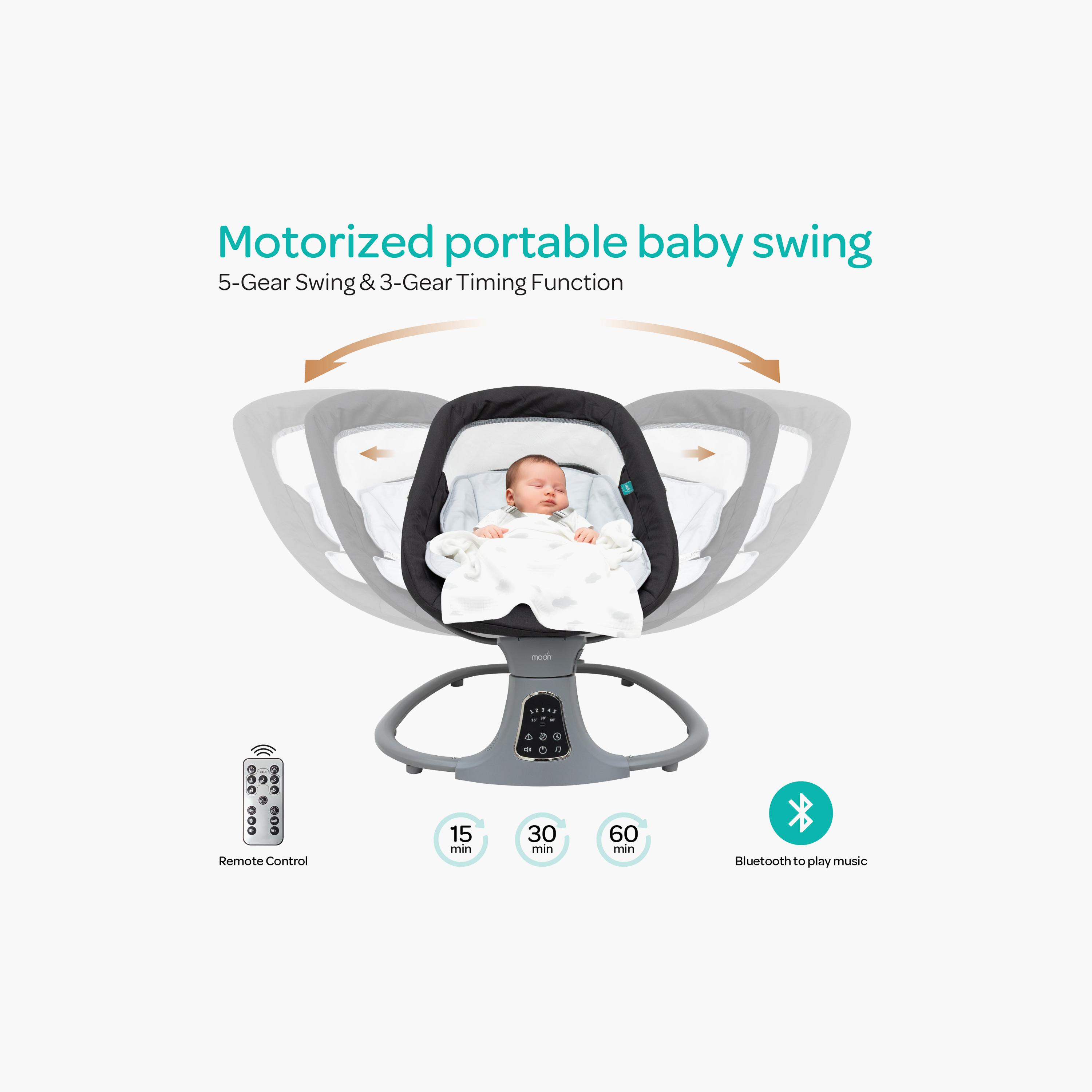 Moon Koze Remote Controlled Baby Swing with Built-In Music System & Mosquito Net - 0 months+-baby-infantactivity-swings-image-6