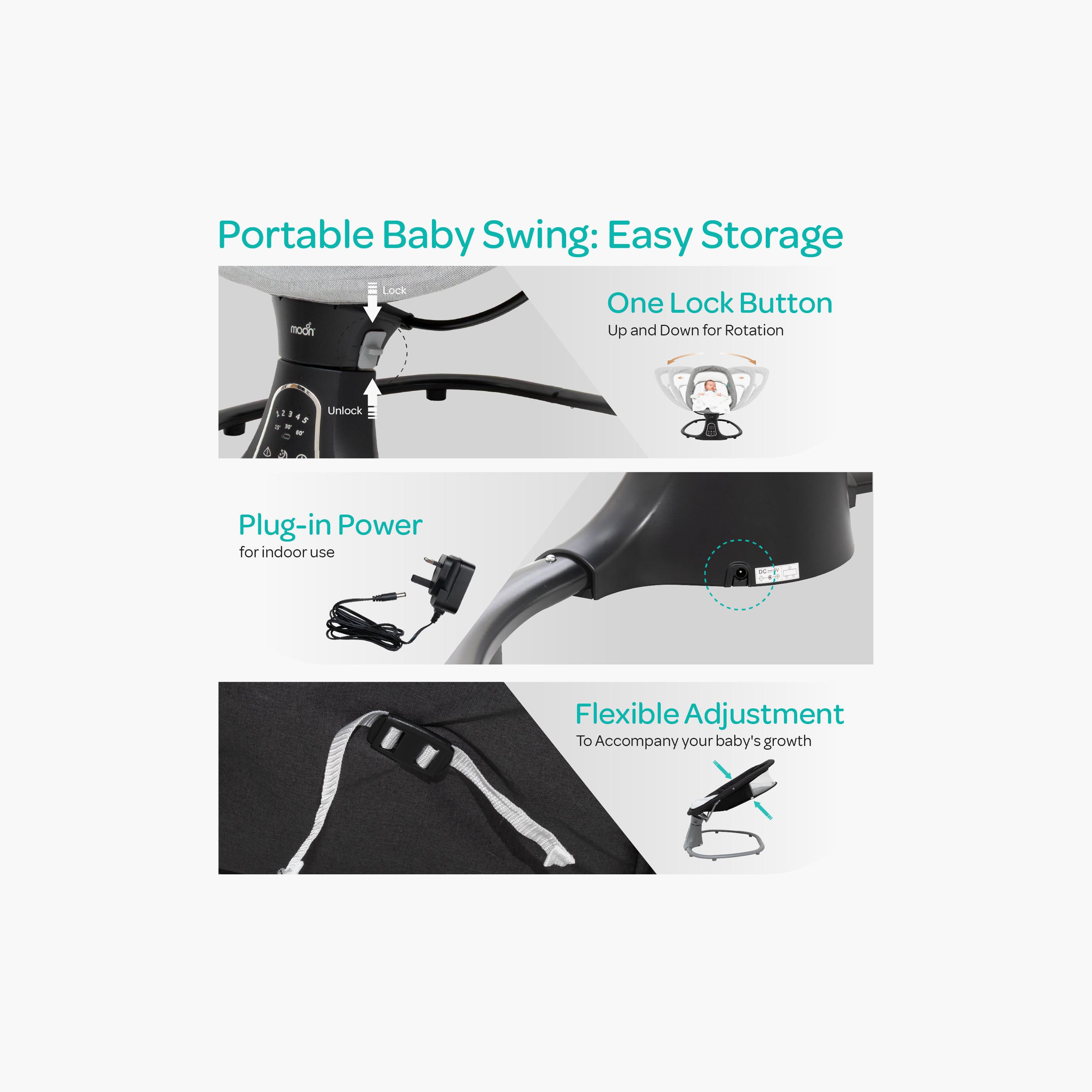 Moon Koze Remote Controlled Baby Swing with Built-In Music System & Mosquito Net - 0 months+-baby-infantactivity-swings-image-10