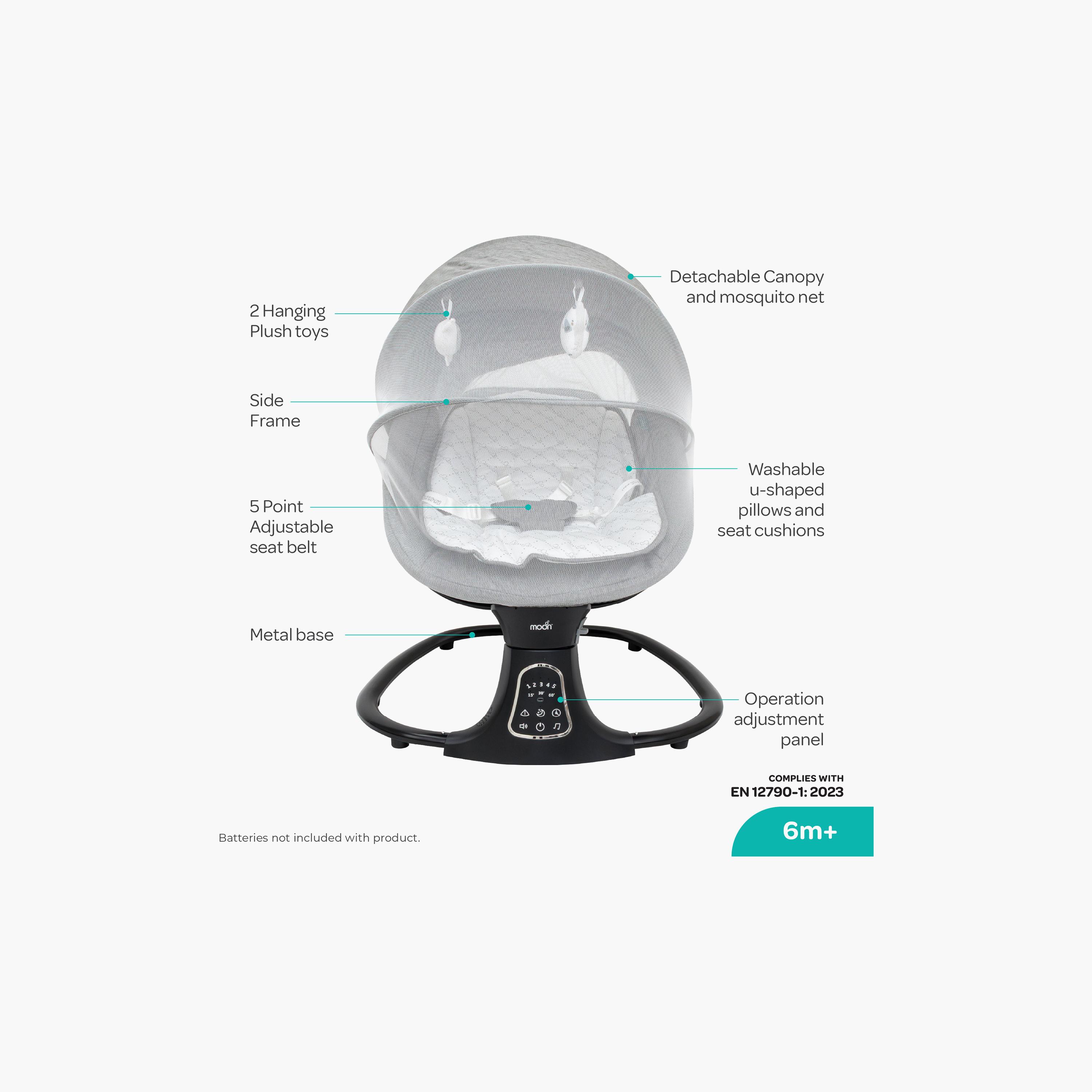 Moon Koze Remote Controlled Baby Swing with Built-In Music System & Mosquito Net - 0 months+-baby-infantactivity-swings-image-4
