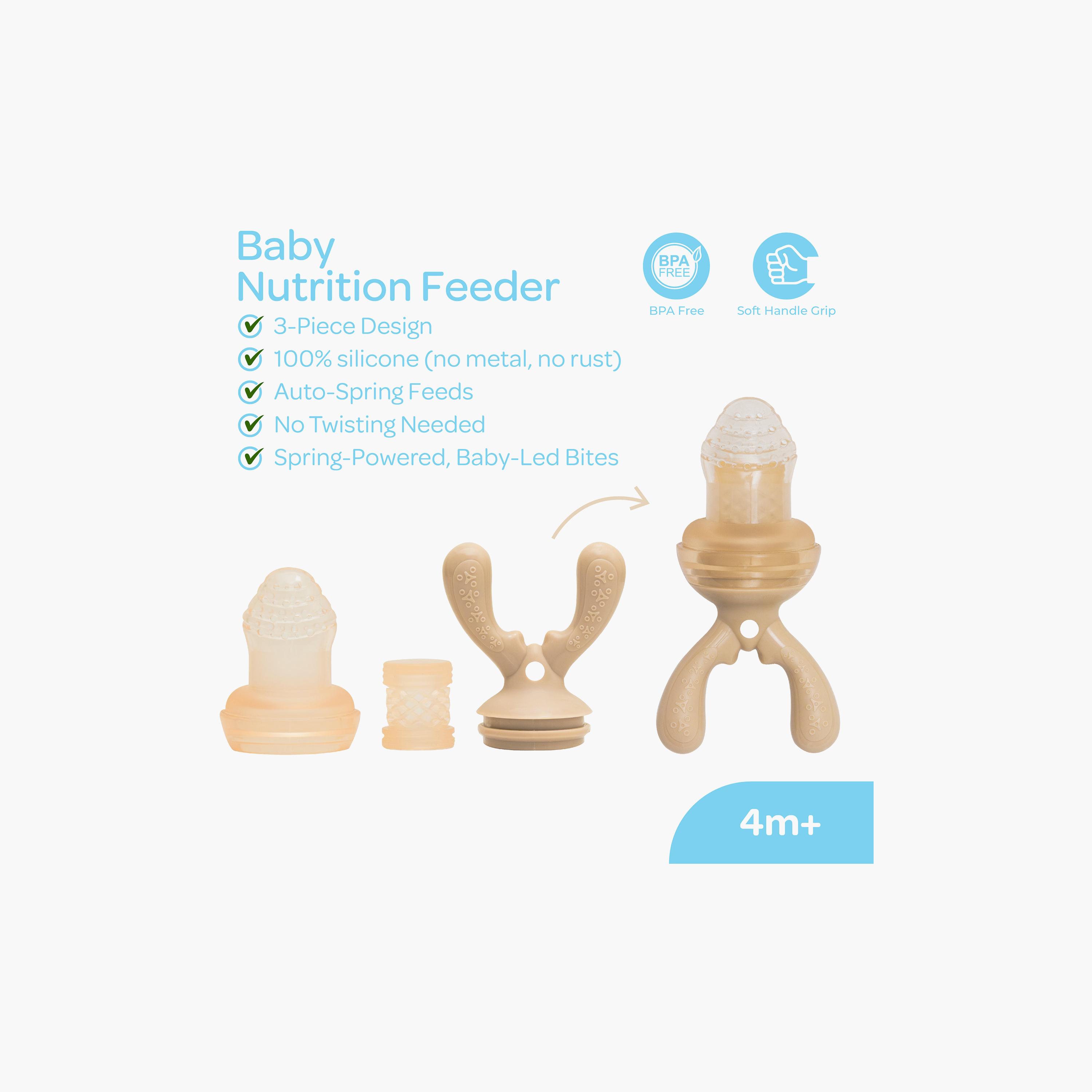 Moon BPA-Free Silicone Fruit Feeder Teether with 1 Interchangeable Pouch - Beige-baby-feeding-teethers-image-2